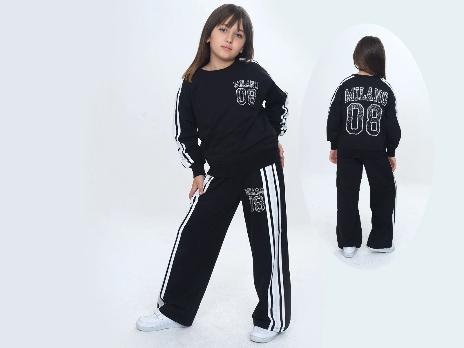 Toptan VIZVIZ 08 Milano Baskılı 2 İp Kız Takım  Toptan Bebek Çocuk Giyim - Beniz Kids