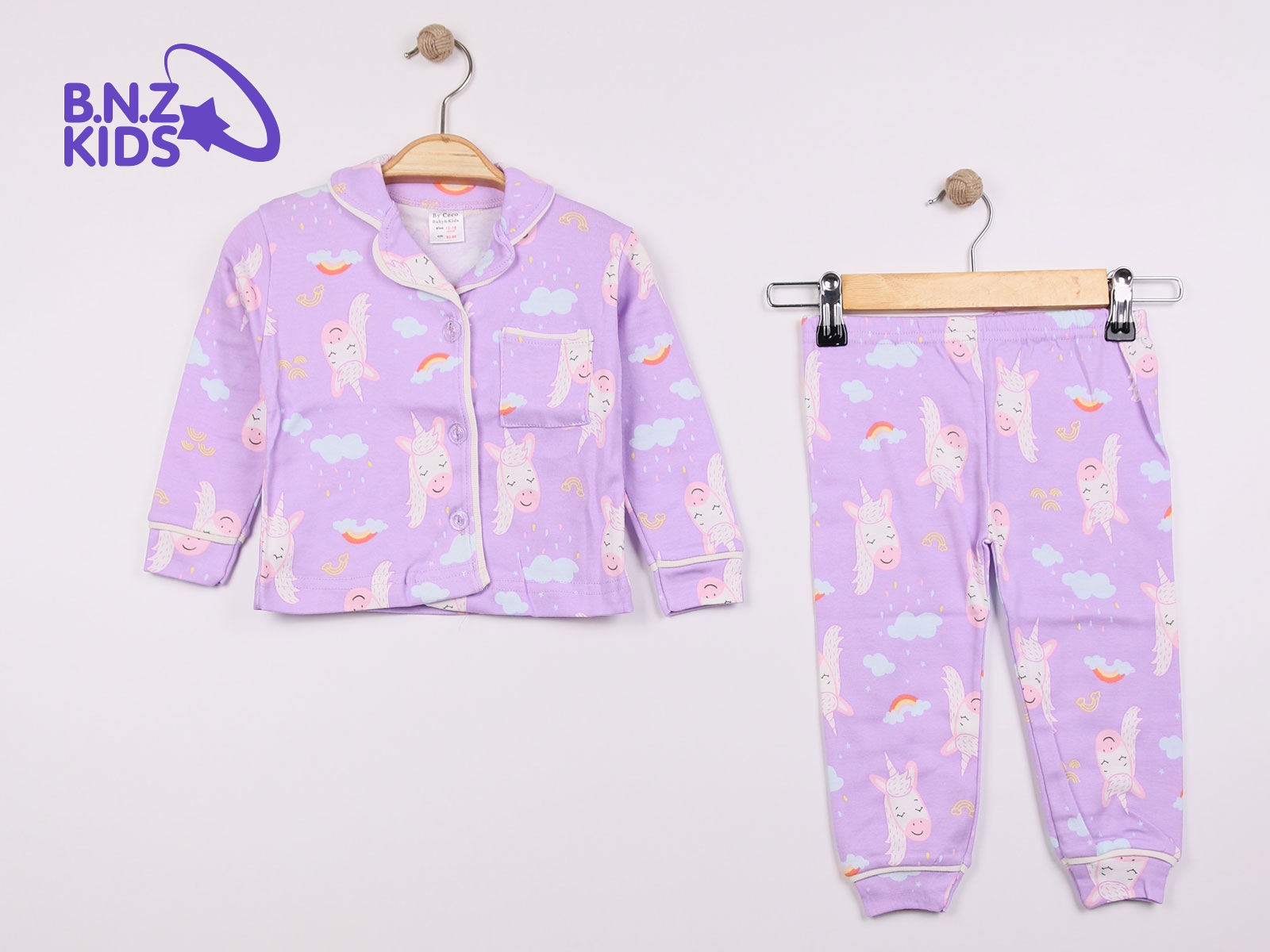 Desenli Yakalı Unisex Pijama Takım