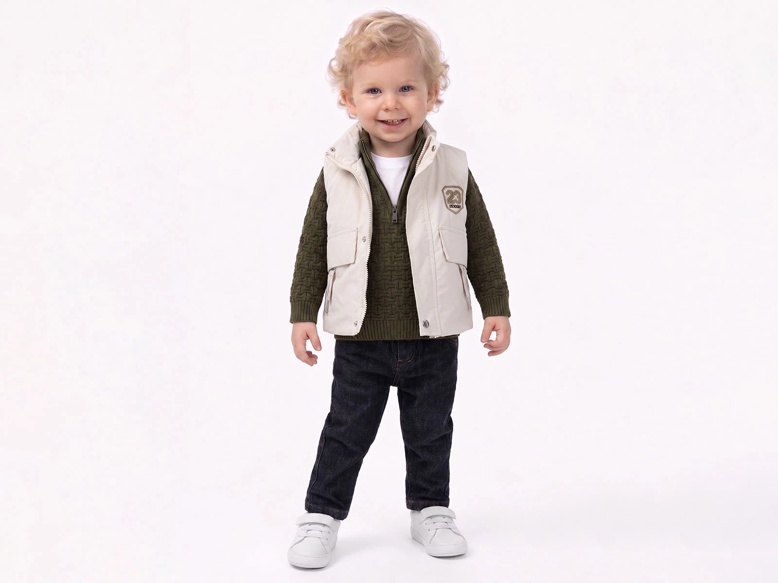 Toptan CANÖZ 23 Nakışlı Yelekli Triko Erkek Takım Toptan Bebek Çocuk Giyim - Beniz Kids
