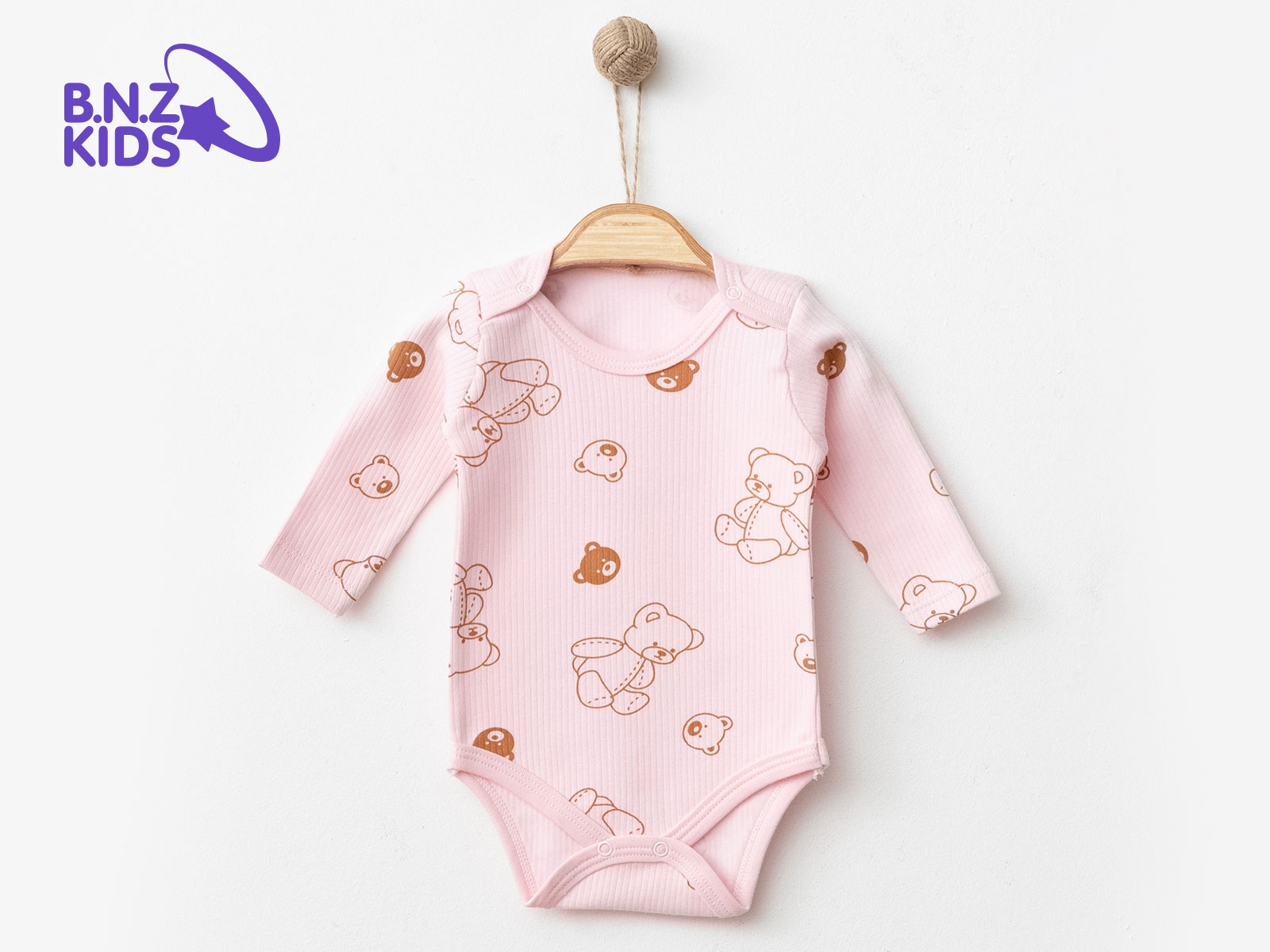 Ayıcık Desenli Raporlu Unisex Çıtçıtlı Badi