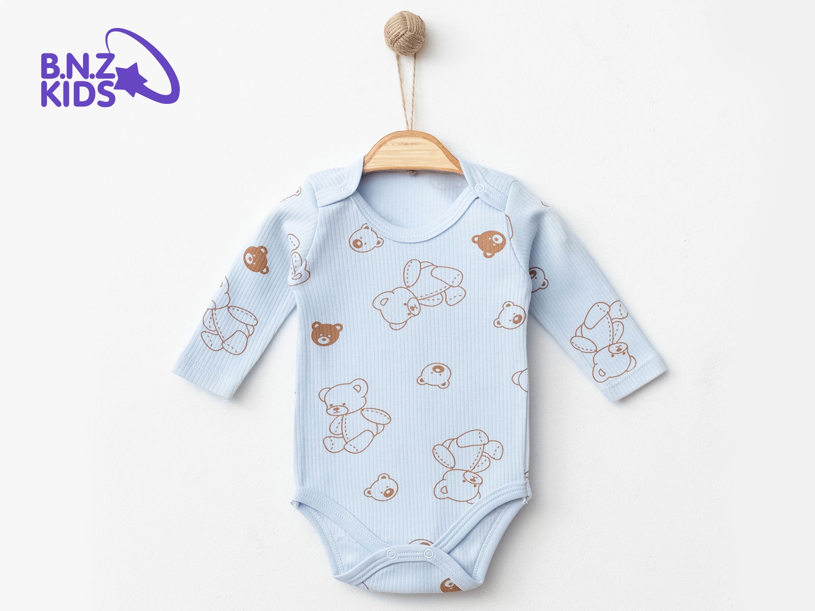 Ayıcık Desenli Raporlu Unisex Çıtçıtlı Badi