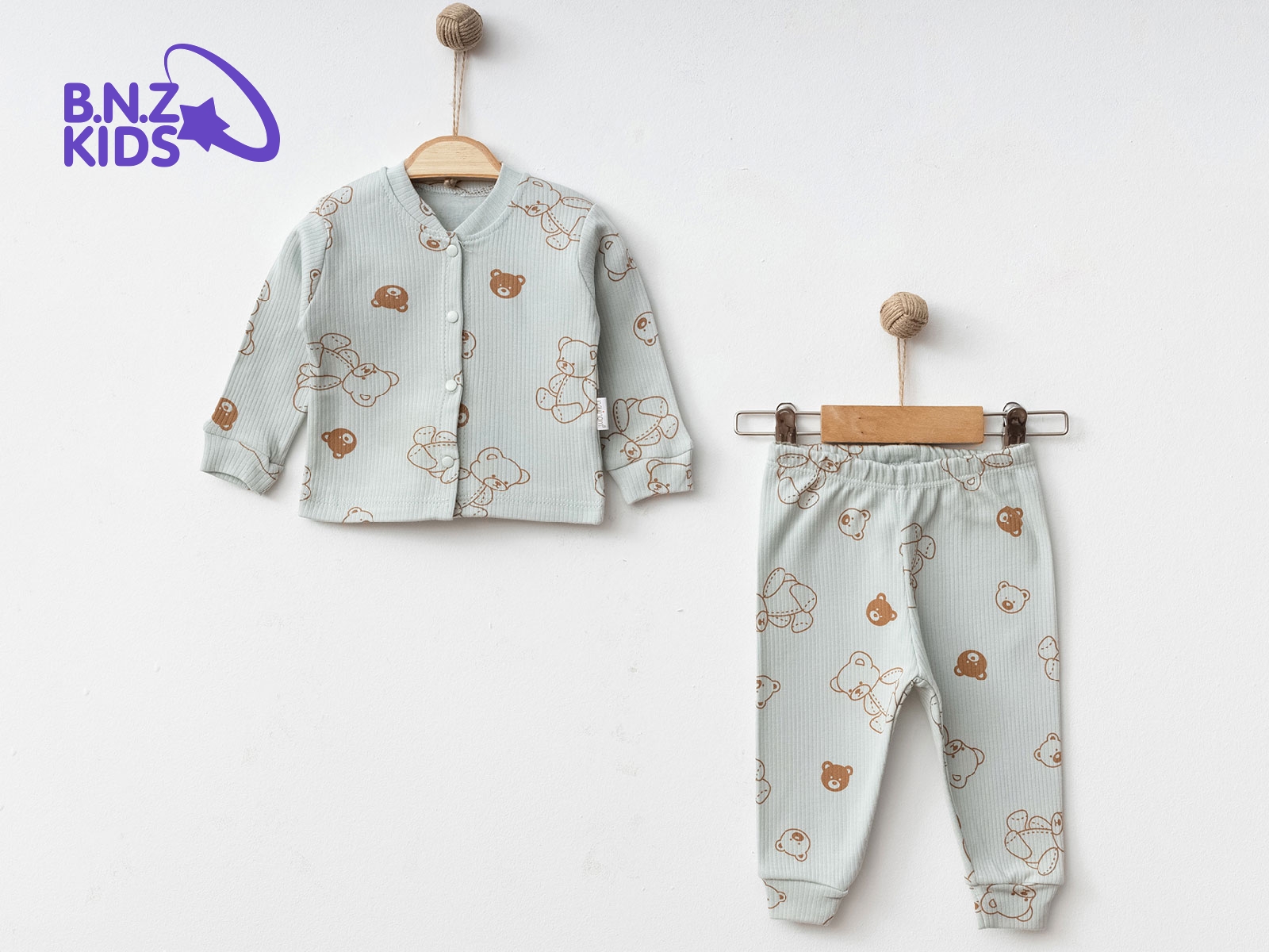 Ayıcık Desenli Raporlu Unisex Pijama Takım