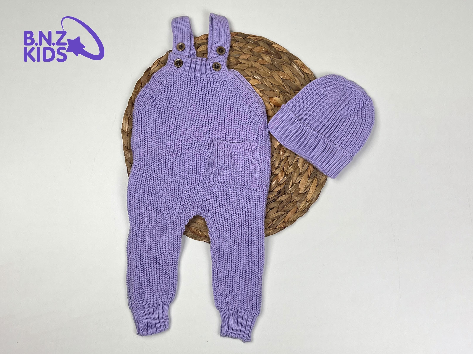 Cepli Şapkalı Kız Triko Örme Bebe Tulum