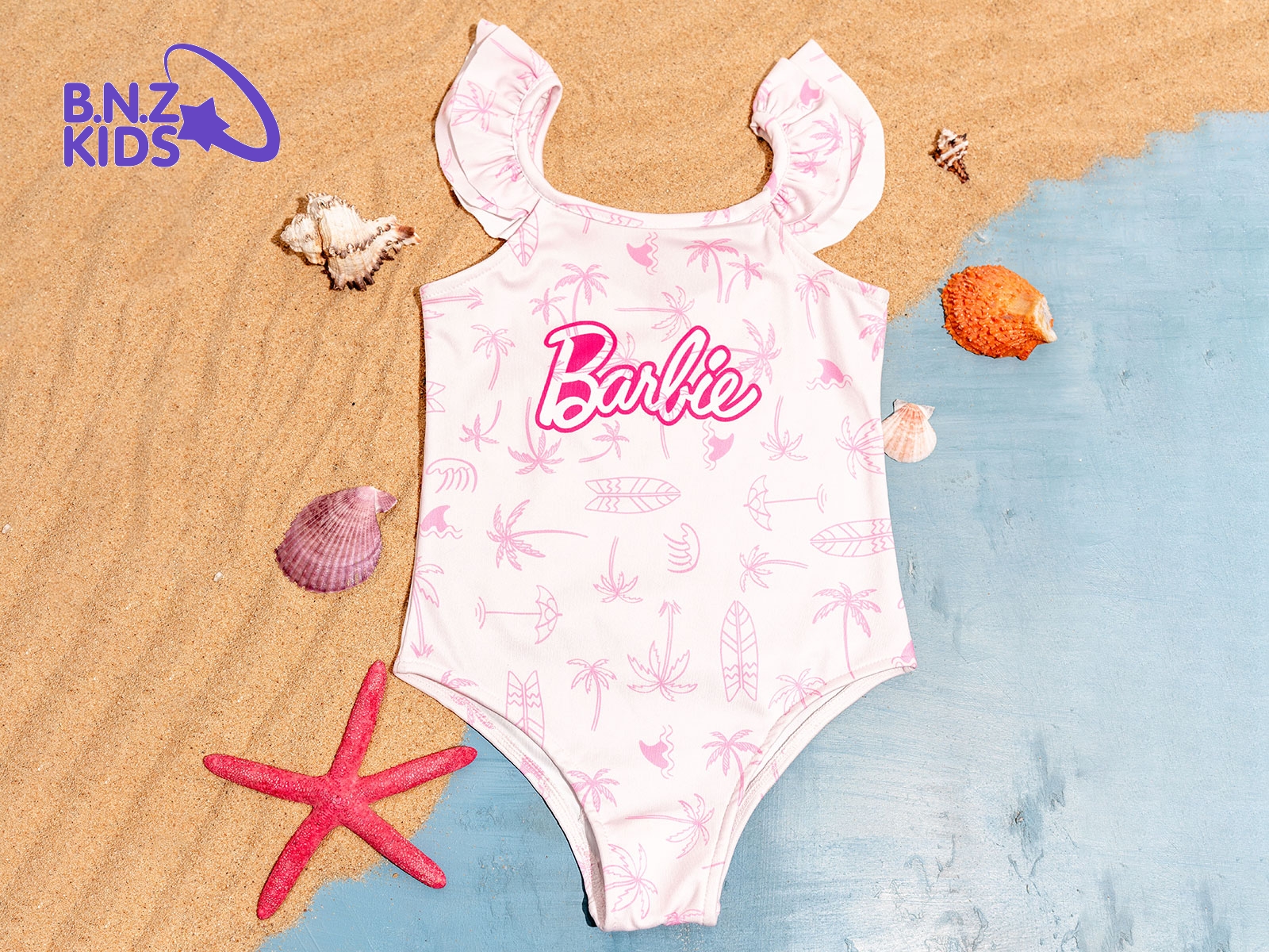 Barbie Baskılı Kız Mayo