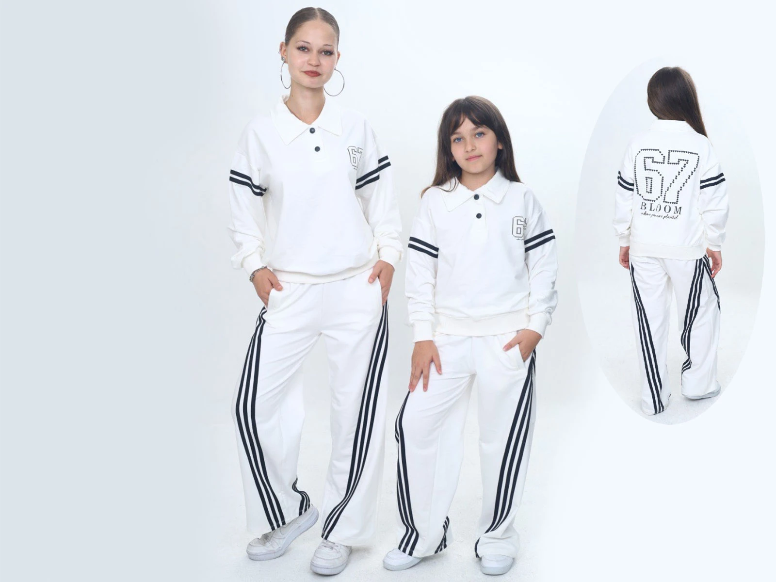 Toptan VIZVIZ 67 Baskılı Çizgili 2 İp Kız Takım  Toptan Bebek Çocuk Giyim - Beniz Kids