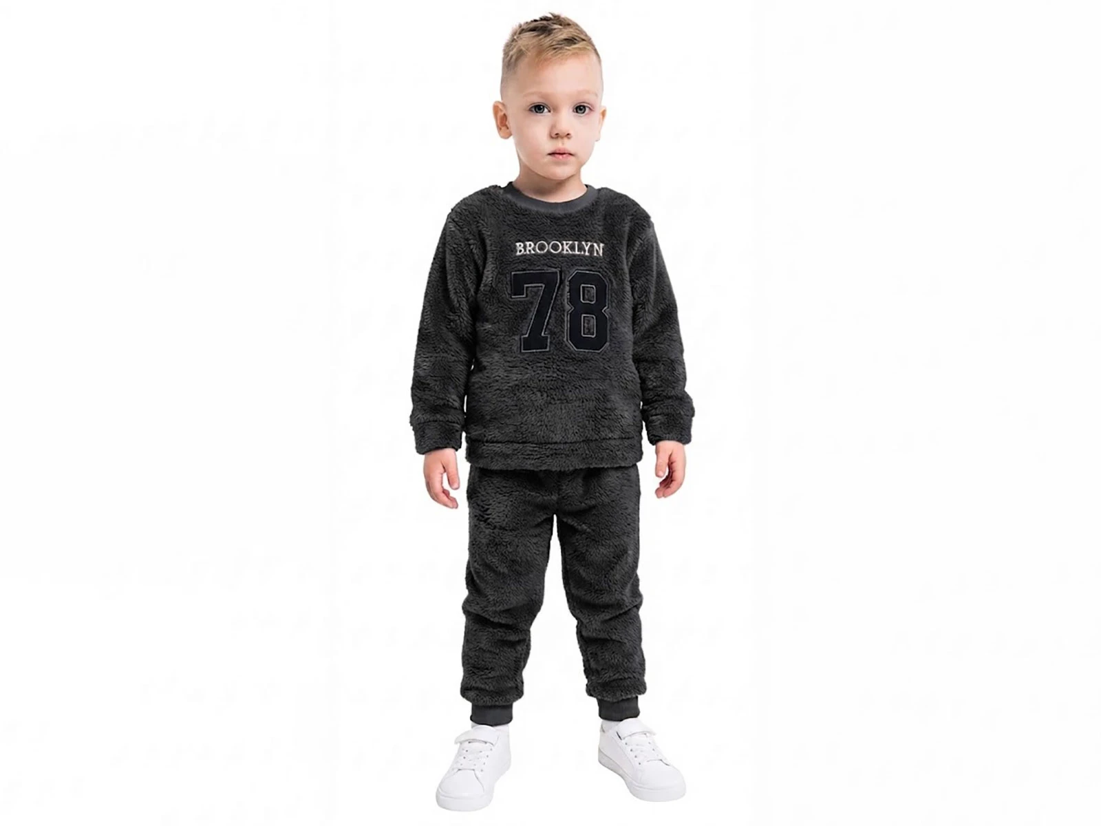 Toptan LİZARD 78 Nakışlı Well Soft Peluş Erkek Takım  Toptan Bebek Çocuk Giyim - Beniz Kids