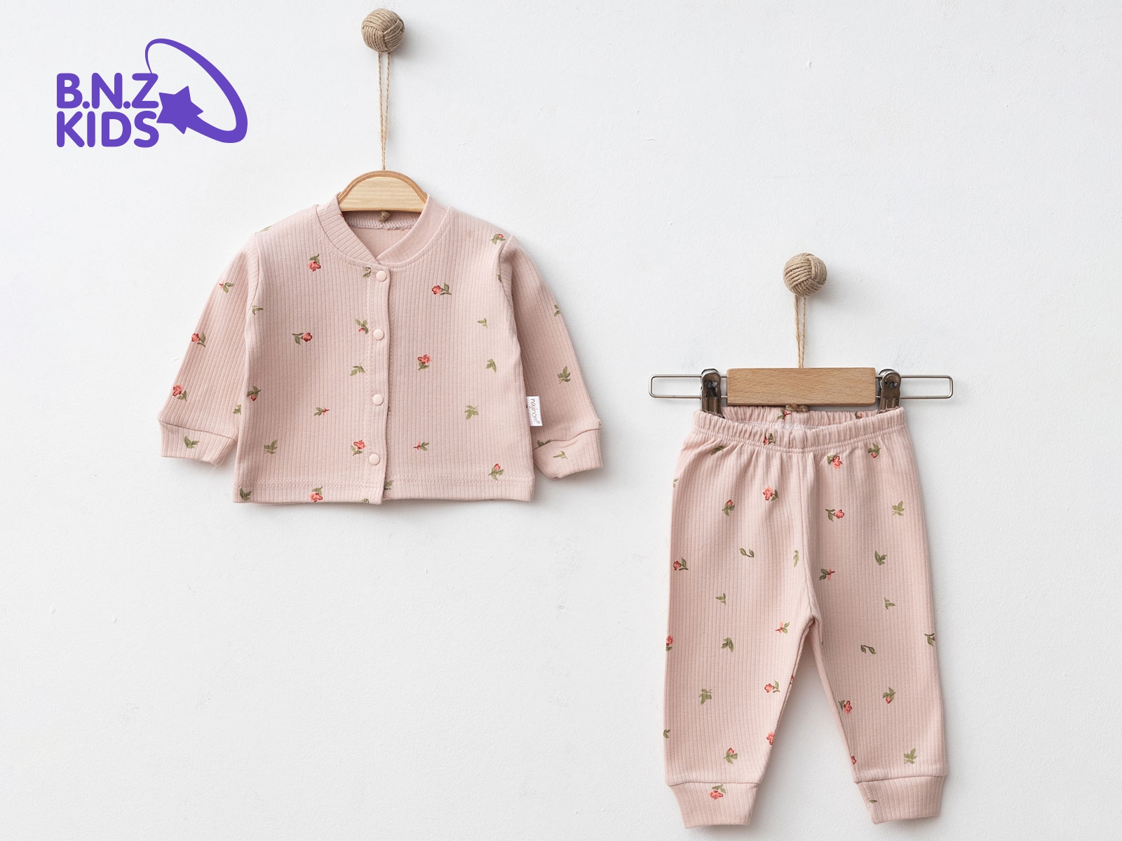 Lale Desenli Raporlu Kız Bebe Pijama Takım