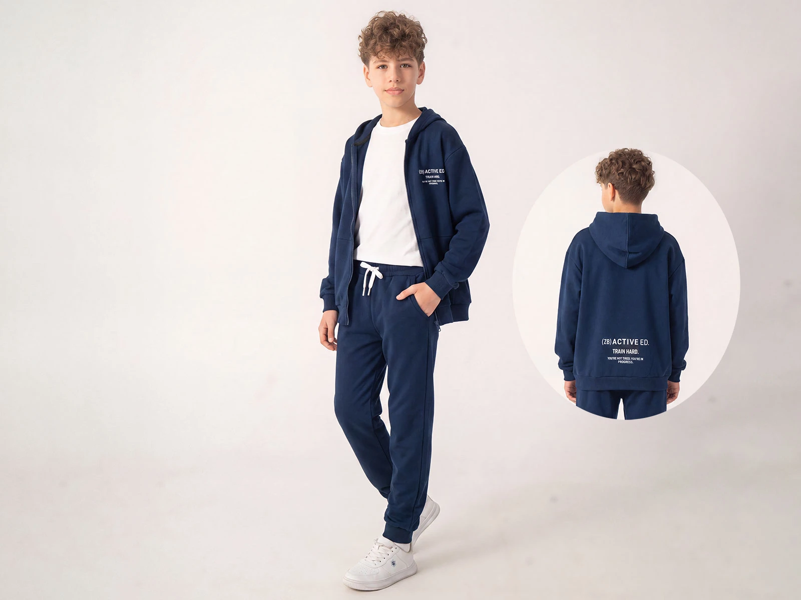 Toptan RUHAT KİDS Active Baskılı Fermuarlı Şardonlu 3 İp Erkek Takım Toptan Bebek Çocuk Giyim - Beniz Kids