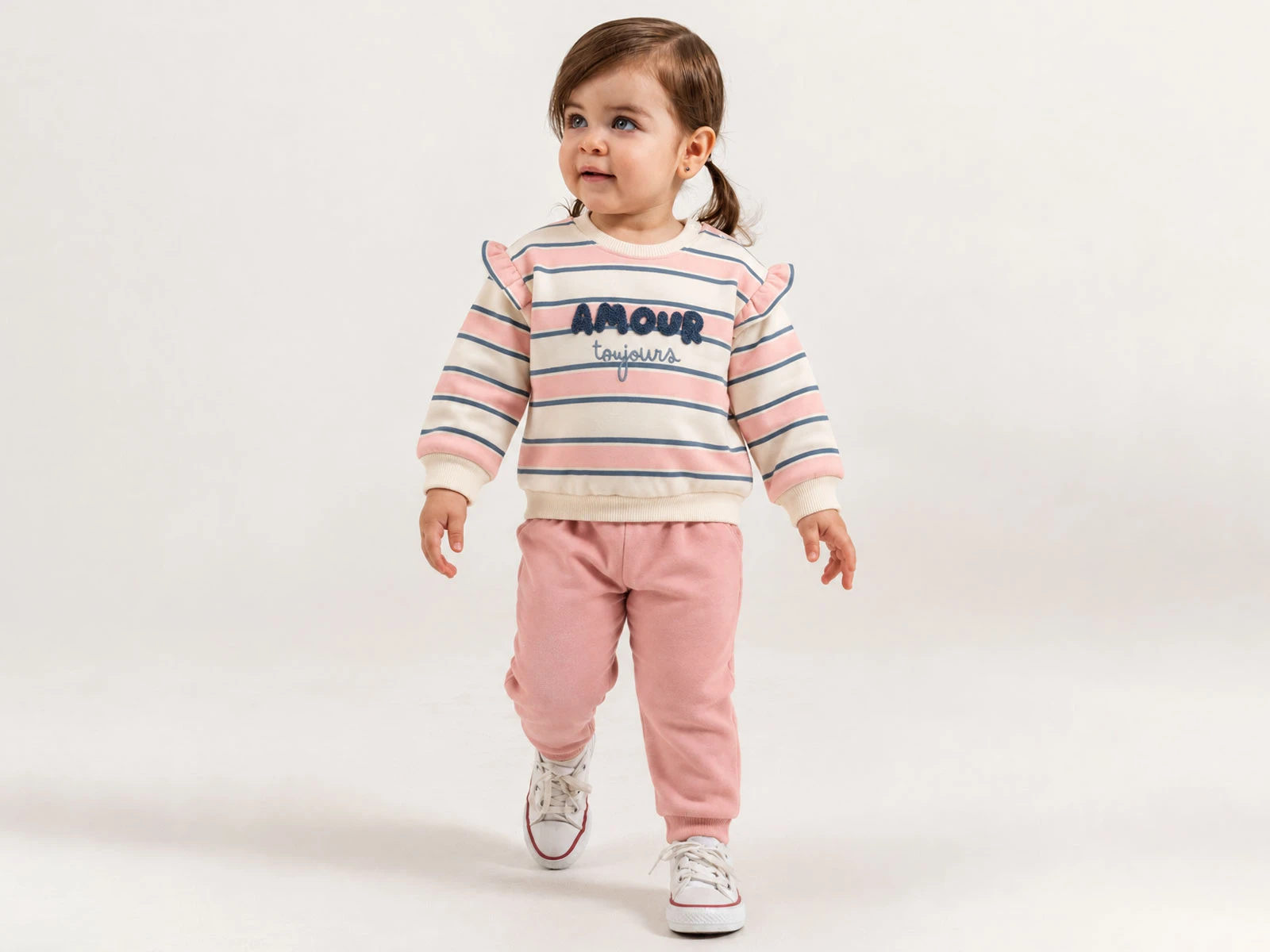 Toptan ÇITIR KİDS Amour Nakışlı 3 İp Şardonlu Kız Bebe Takım  Toptan Bebek Çocuk Giyim - Beniz Kids