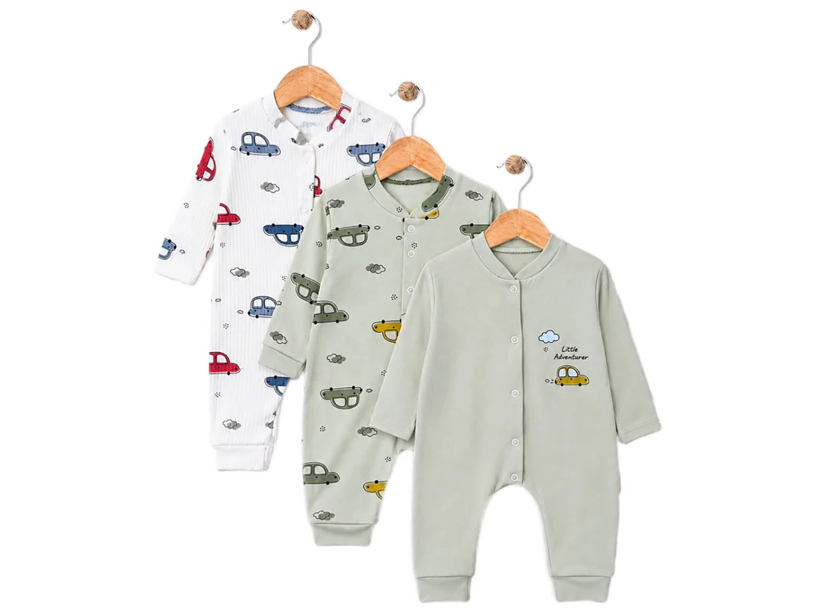Toptan SÜPERMİNİ  Araba Desenli Erkek Bebe Üçlü Tulum Toptan Bebek Çocuk Giyim - Beniz Kids