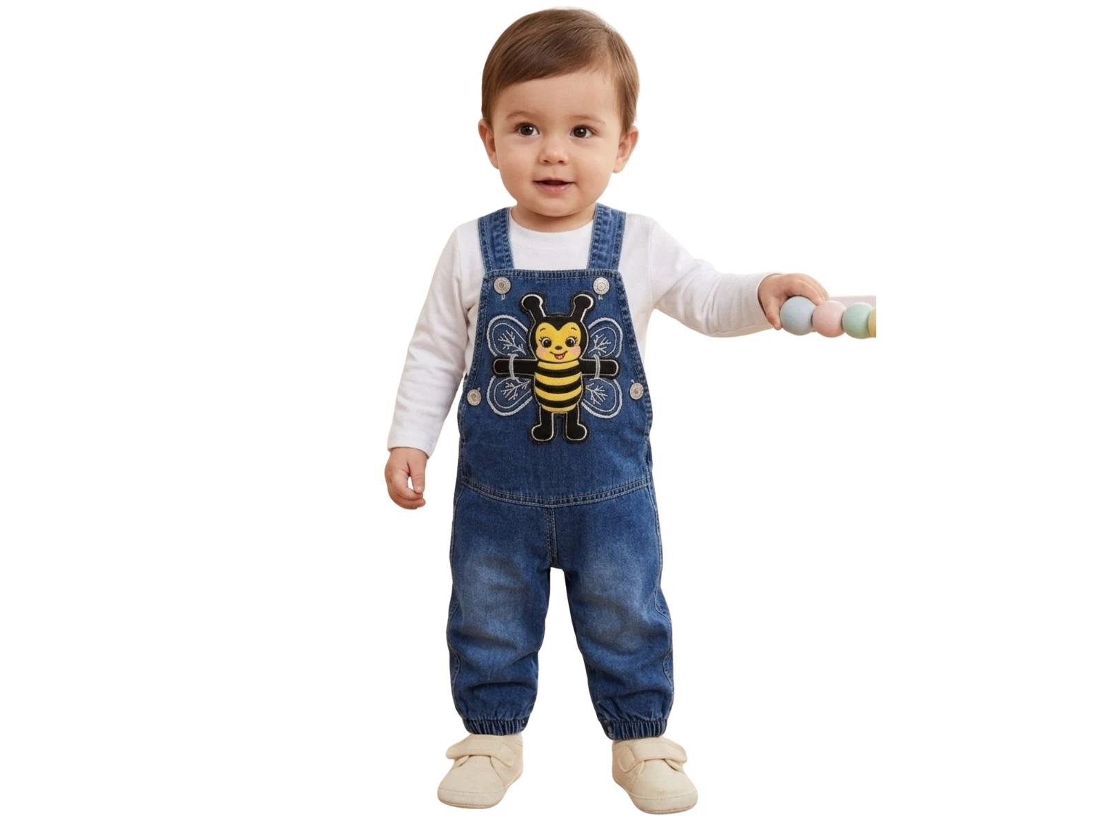 Toptan MONAROSETTA Arı Nakışlı Erkek Bebe Salopet Takım  Toptan Bebek Çocuk Giyim - Beniz Kids