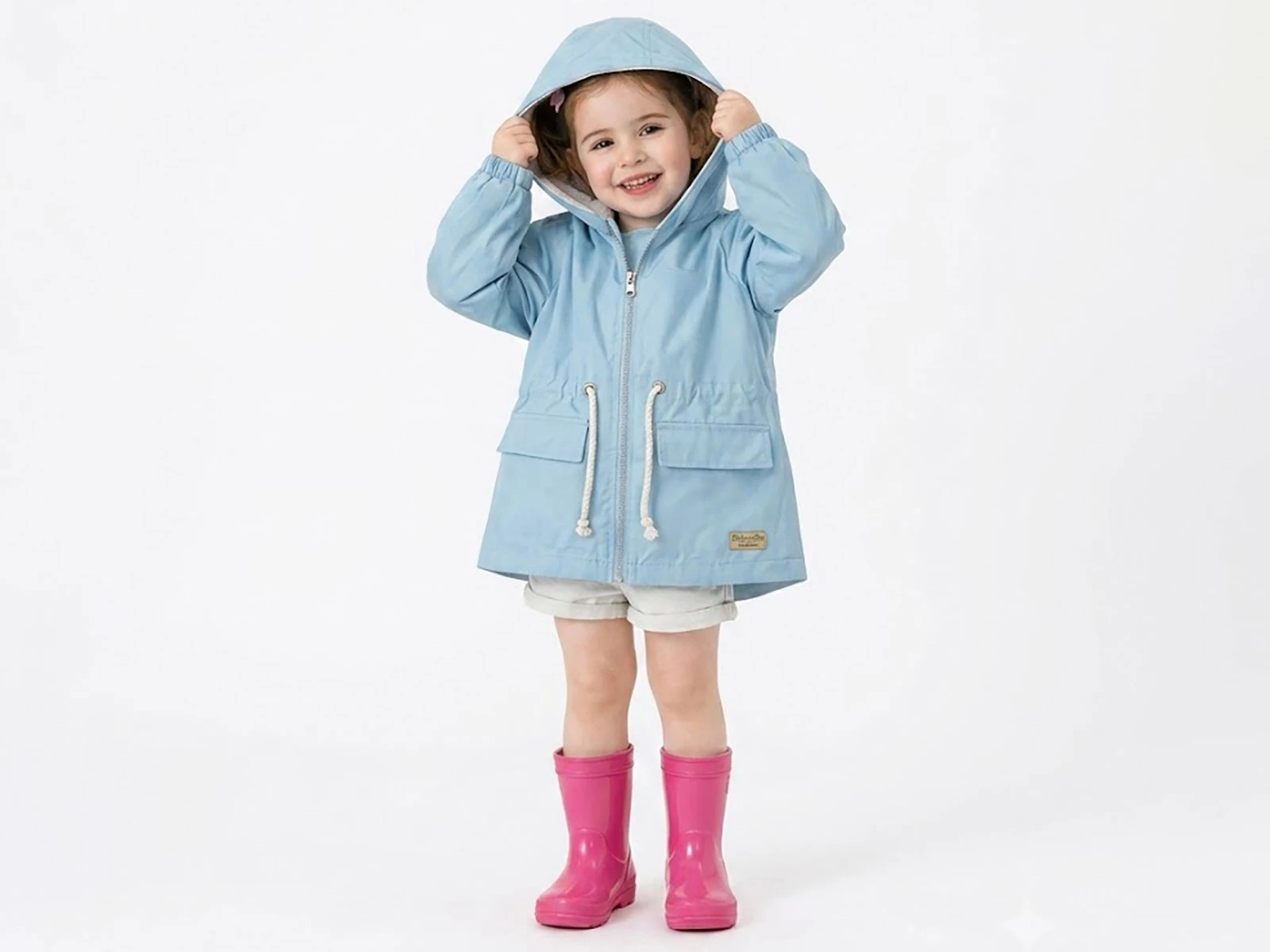Toptan CRİSPY Armalı Cepli Kız Yağmurluk  Toptan Bebek Çocuk Giyim - Beniz Kids