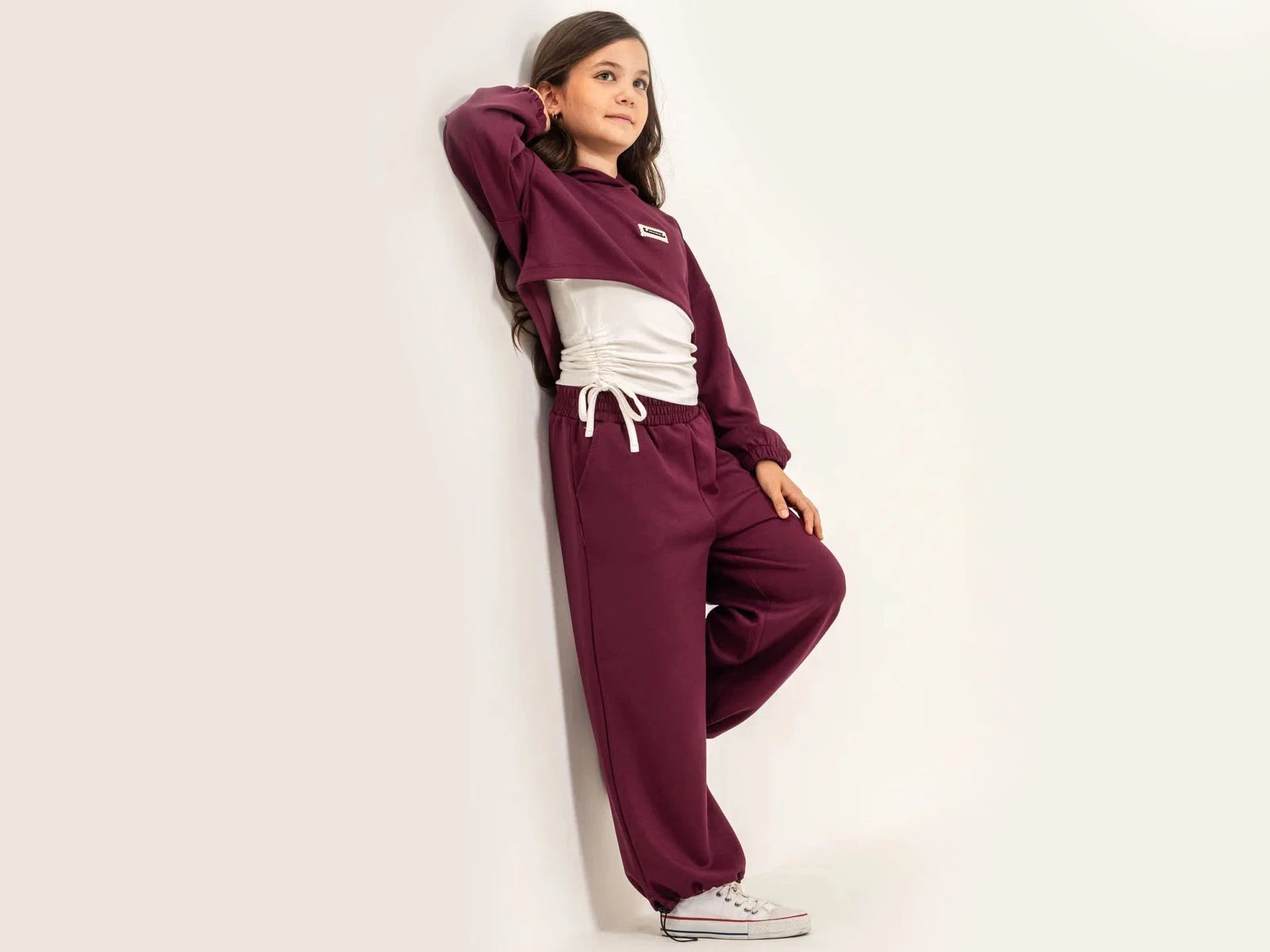 Toptan ÖZ BEBE Armalı Fiyonklu Crop Üçlü Kız Takım  Toptan Bebek Çocuk Giyim - Beniz Kids