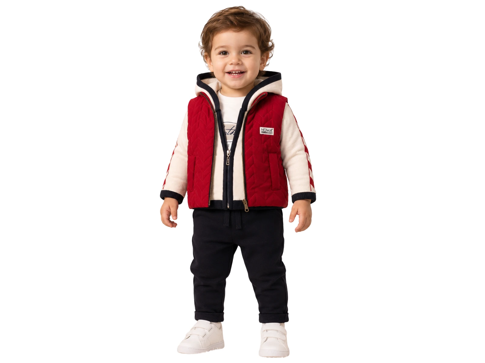Toptan NOWA Armalı Yelekli Kapşonlu Hırkalı Erkek Bebe Dörtlü Takım Toptan Bebek Çocuk Giyim - Beniz Kids