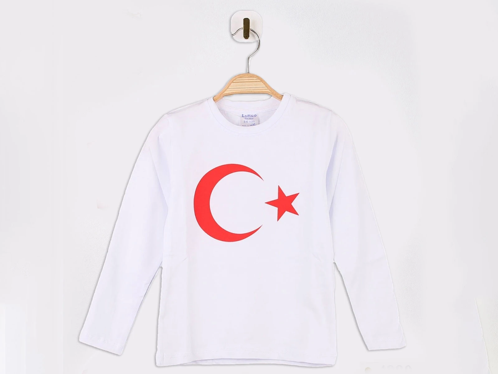 Toptan LOLLİCO KİDS Ay Yıldız Bayrak Baskılı Unisex Uzun Kollu Badi Toptan Bebek Çocuk Giyim - Beniz Kids