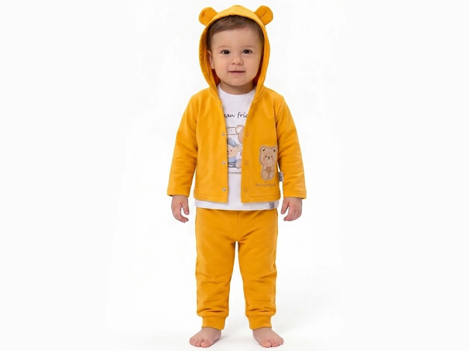 Ayı Baskılı 3'lü Erkek Bebe Takım