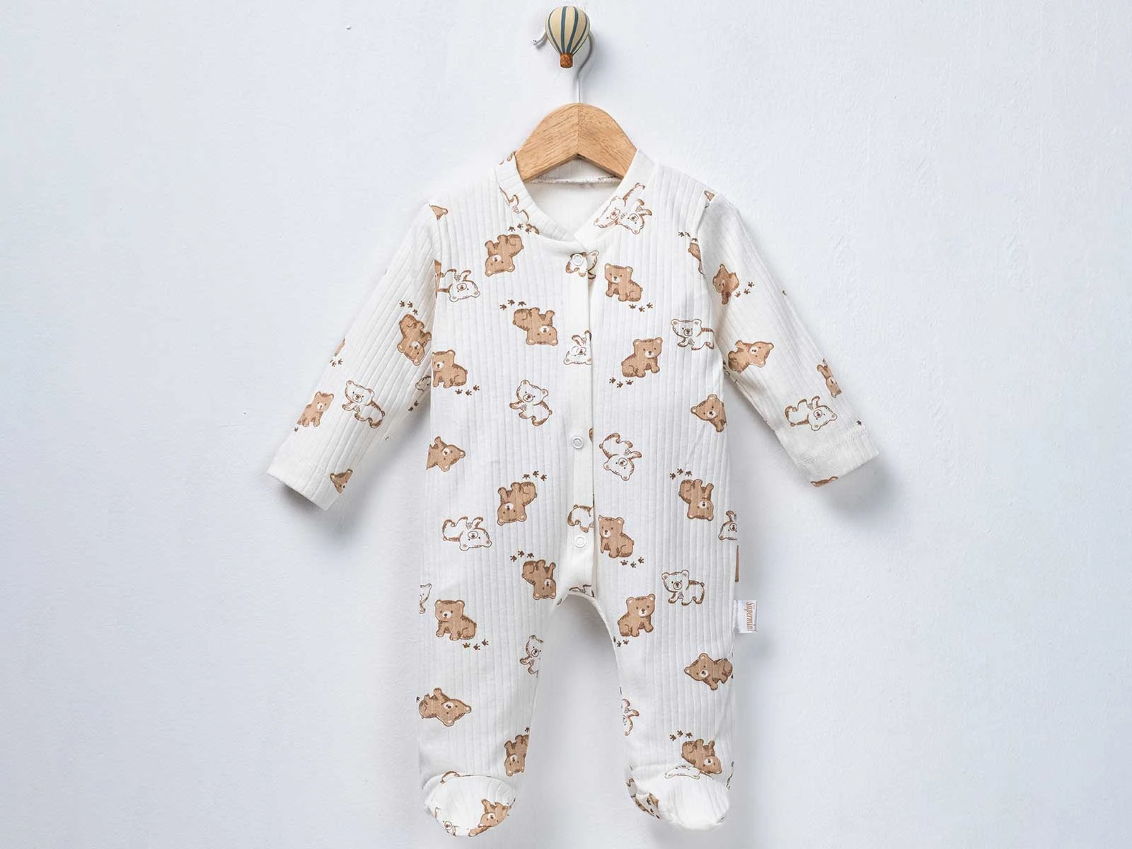 Ayı Baskılı Erkek Bebe Tulum