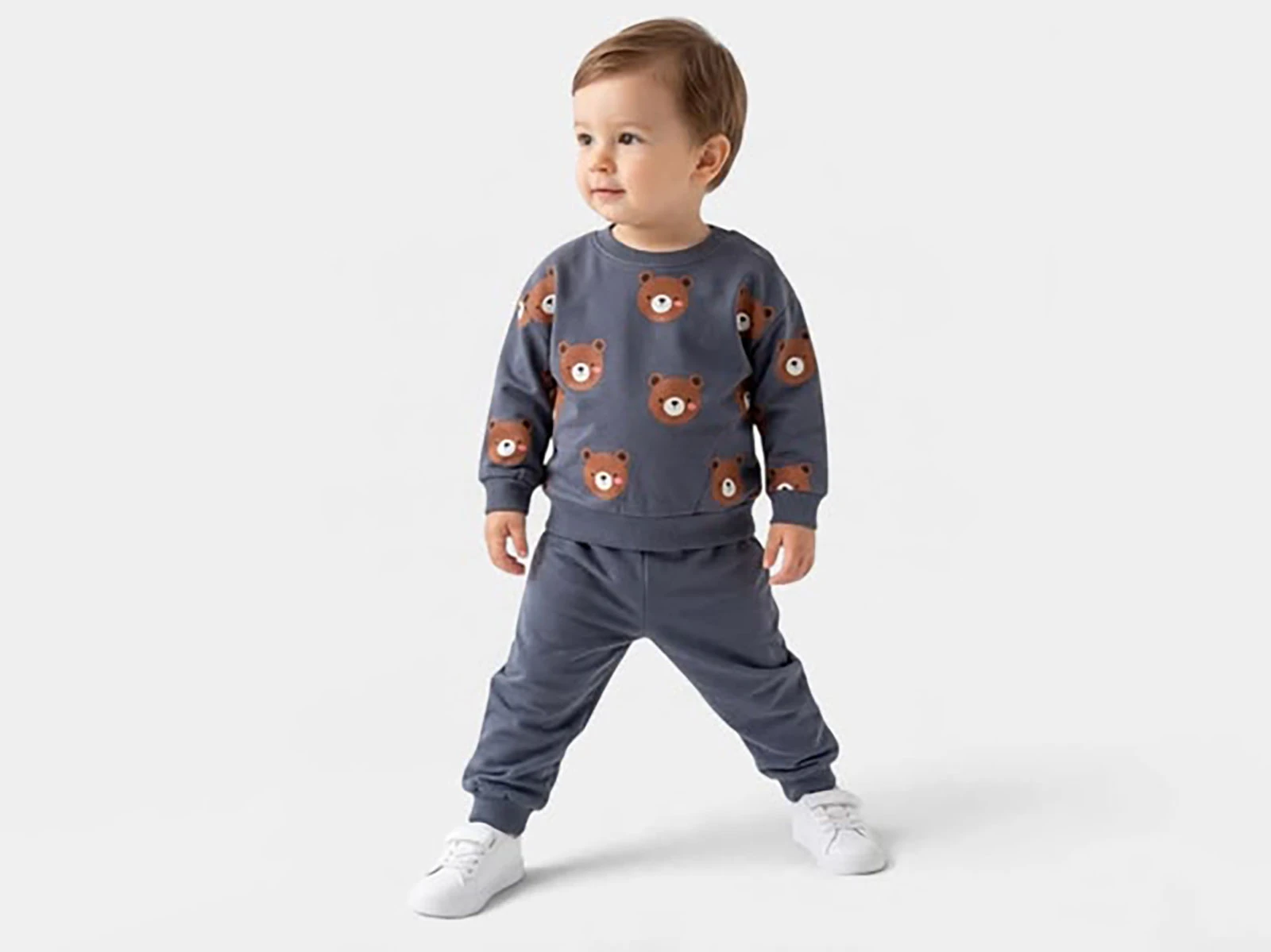 Toptan GÖZDE Ayı Baskılı Erkek Bebek Takım Toptan Bebek Çocuk Giyim - Beniz Kids