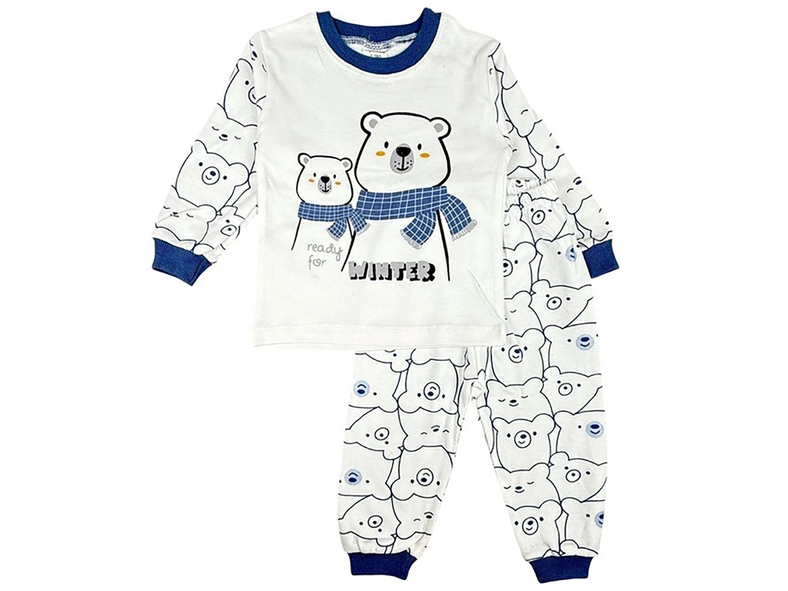 Toptan SÜPERMİNİ  Ayı Desenli Erkek Pijama Takım  Toptan Bebek Çocuk Giyim - Beniz Kids