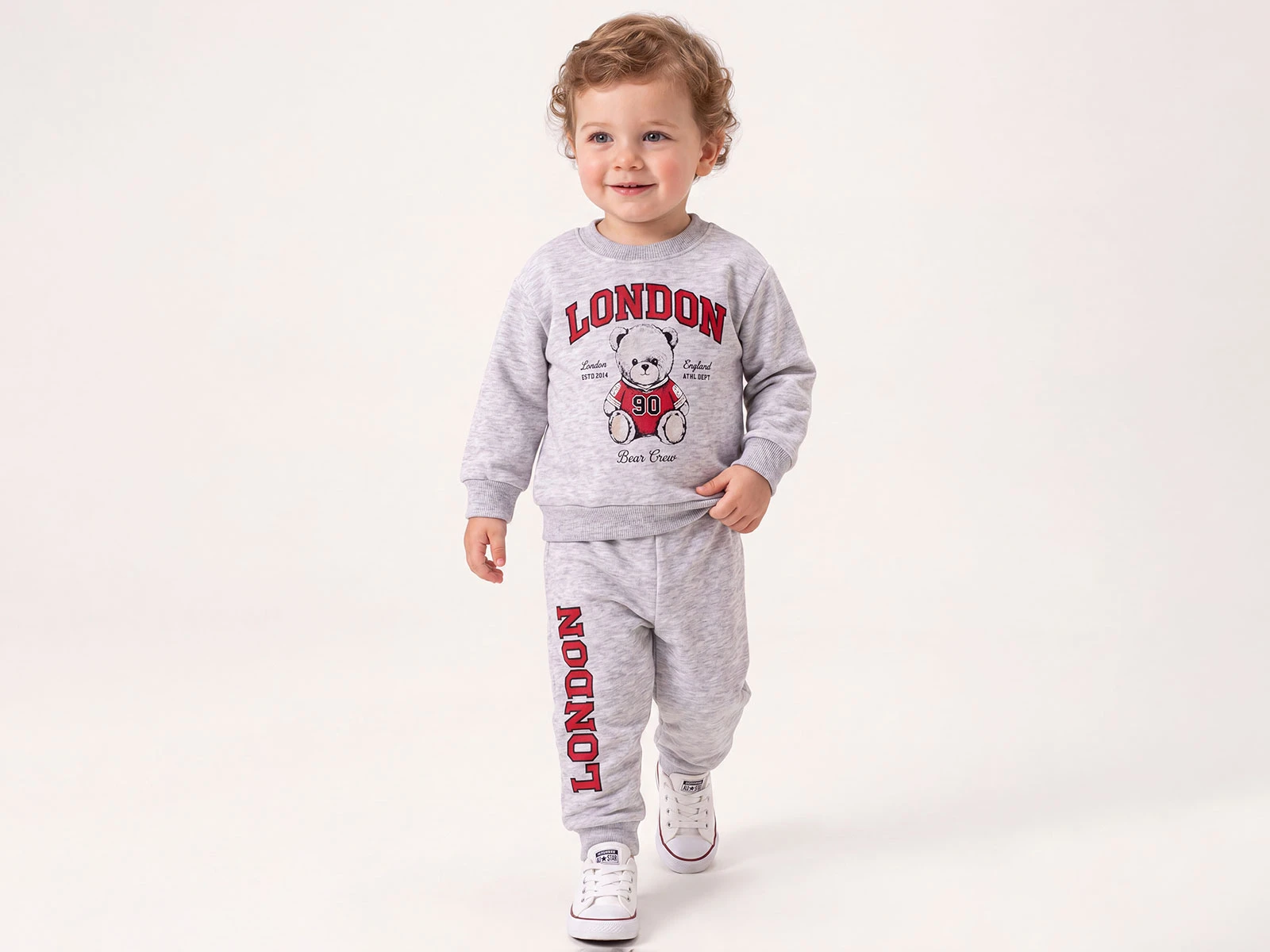 Toptan FEELY KİDS Ayıcık Baskılı 3 İp Şardonlu Erkek Takım  Toptan Bebek Çocuk Giyim - Beniz Kids