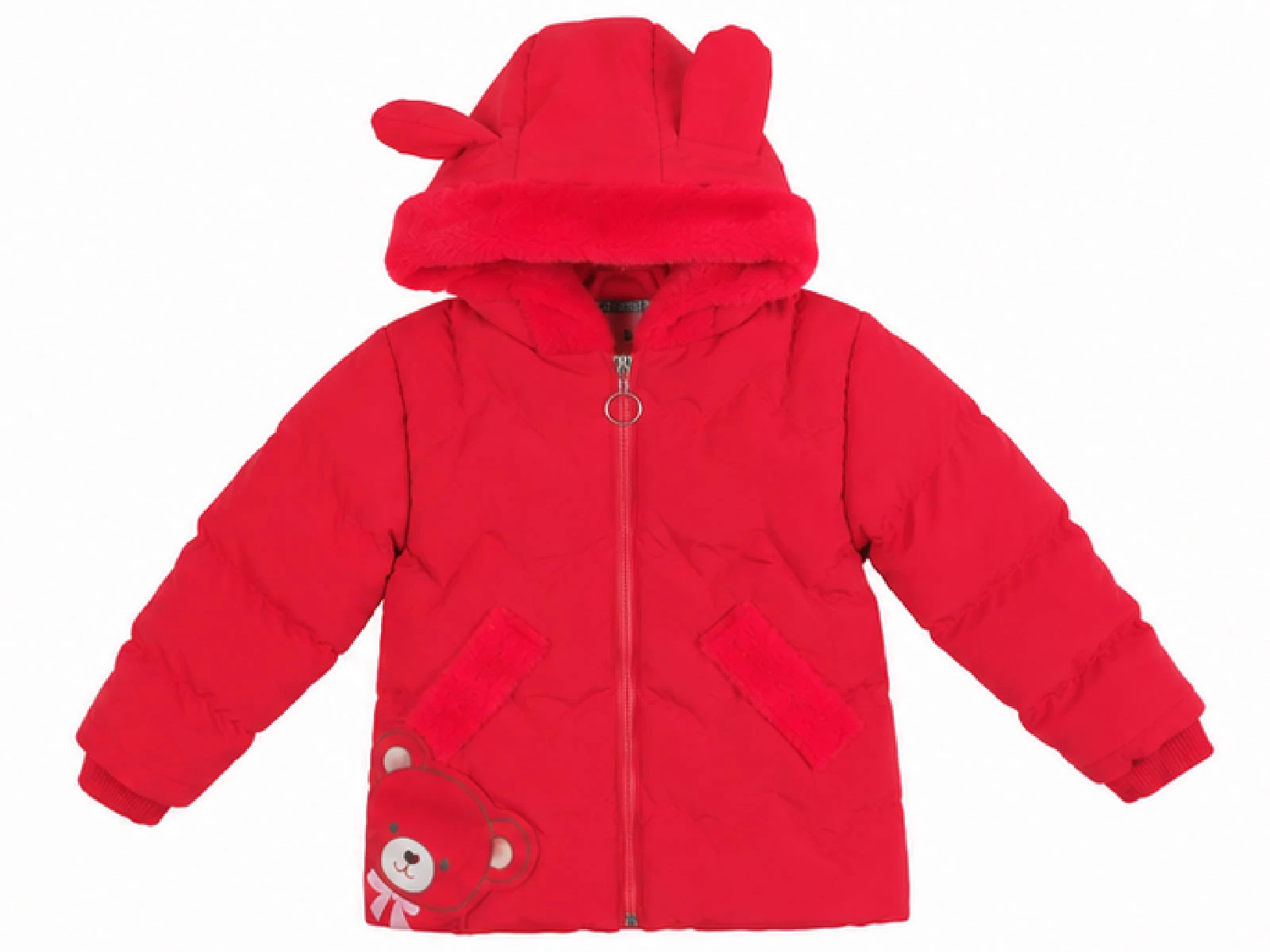 Toptan ROBİN Ayıcık Baskılı Ayıcık Kapşonlu Fermuarlı Cepli Kız Mont  Toptan Bebek Çocuk Giyim - Beniz Kids