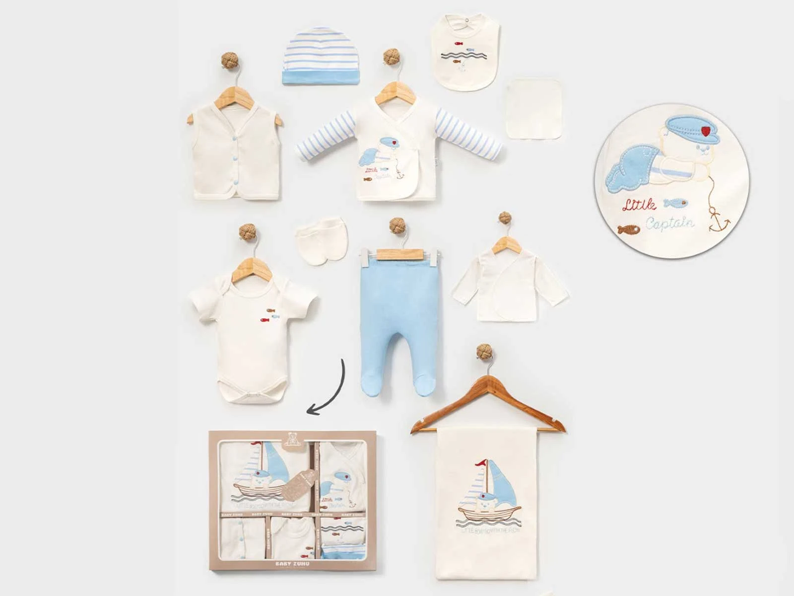 Ayıcık Baskılı Erkek Bebe 10'lu Set
