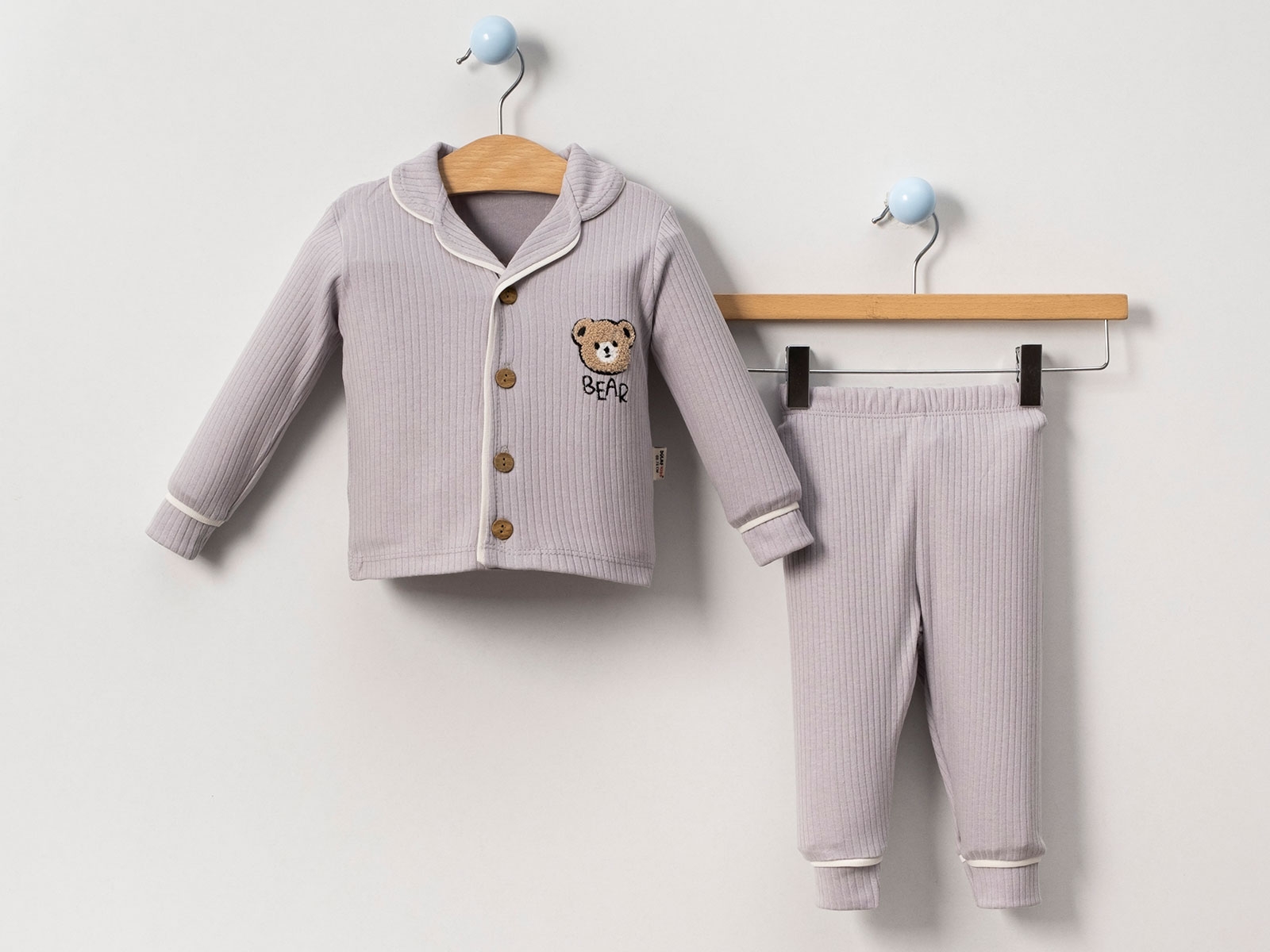 Ayıcık Baskılı Erkek Bebe Pijama Takım