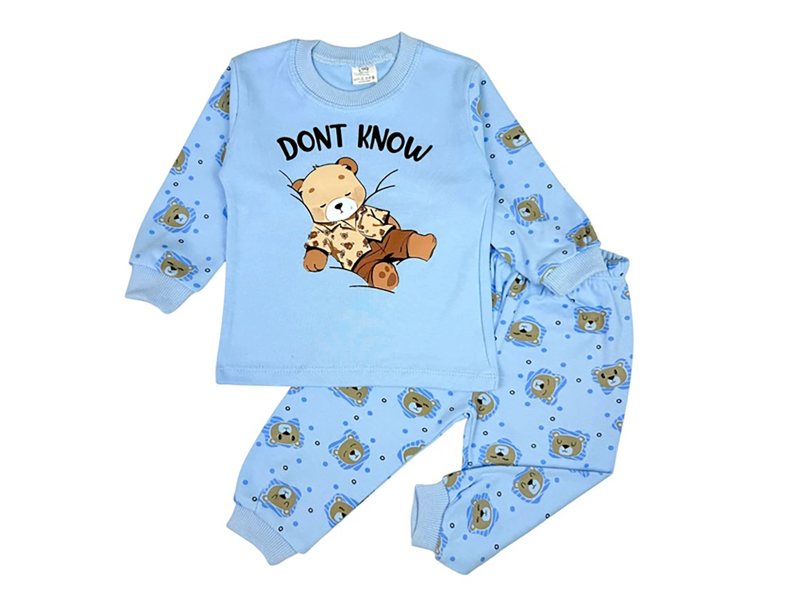 Ayıcık Baskılı Erkek Bebe Pijama Takım