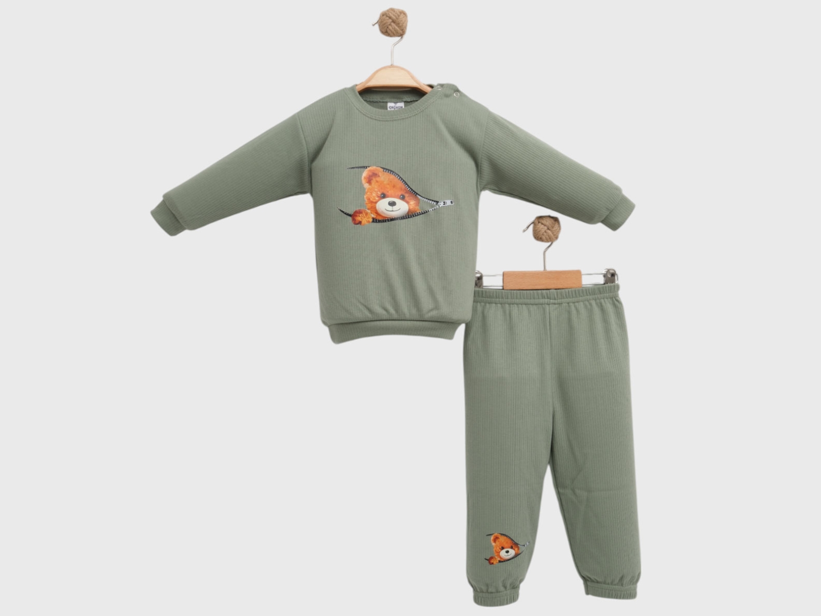 Ayıcık Baskılı Erkek Bebe Pijama Takım