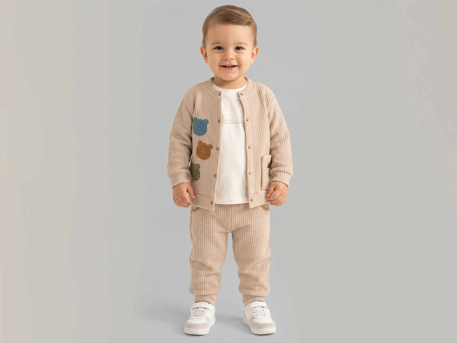 Ayıcık Baskılı Erkek Bebe Takım 