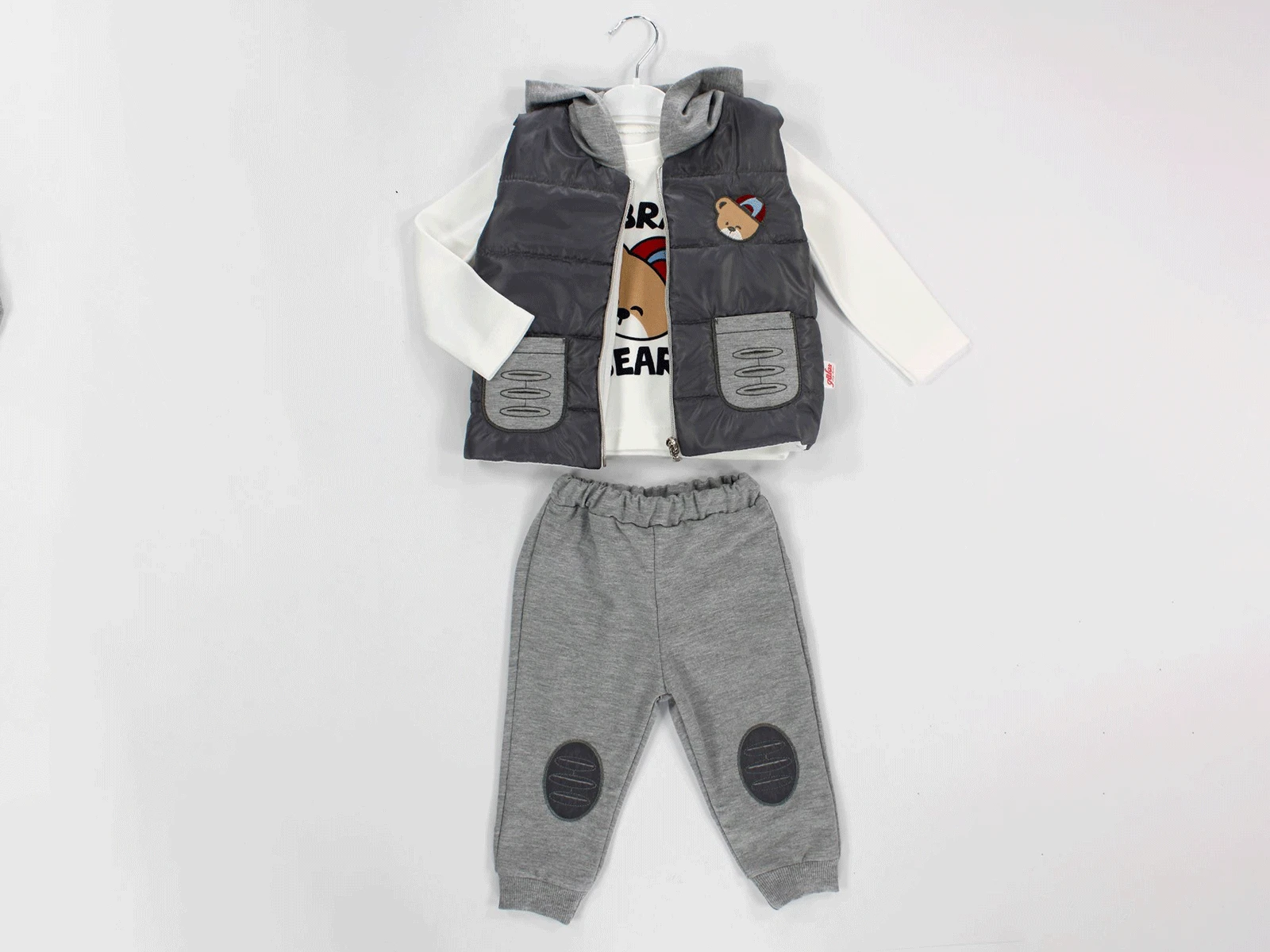 Ayıcık Baskılı Erkek Bebe Takım 