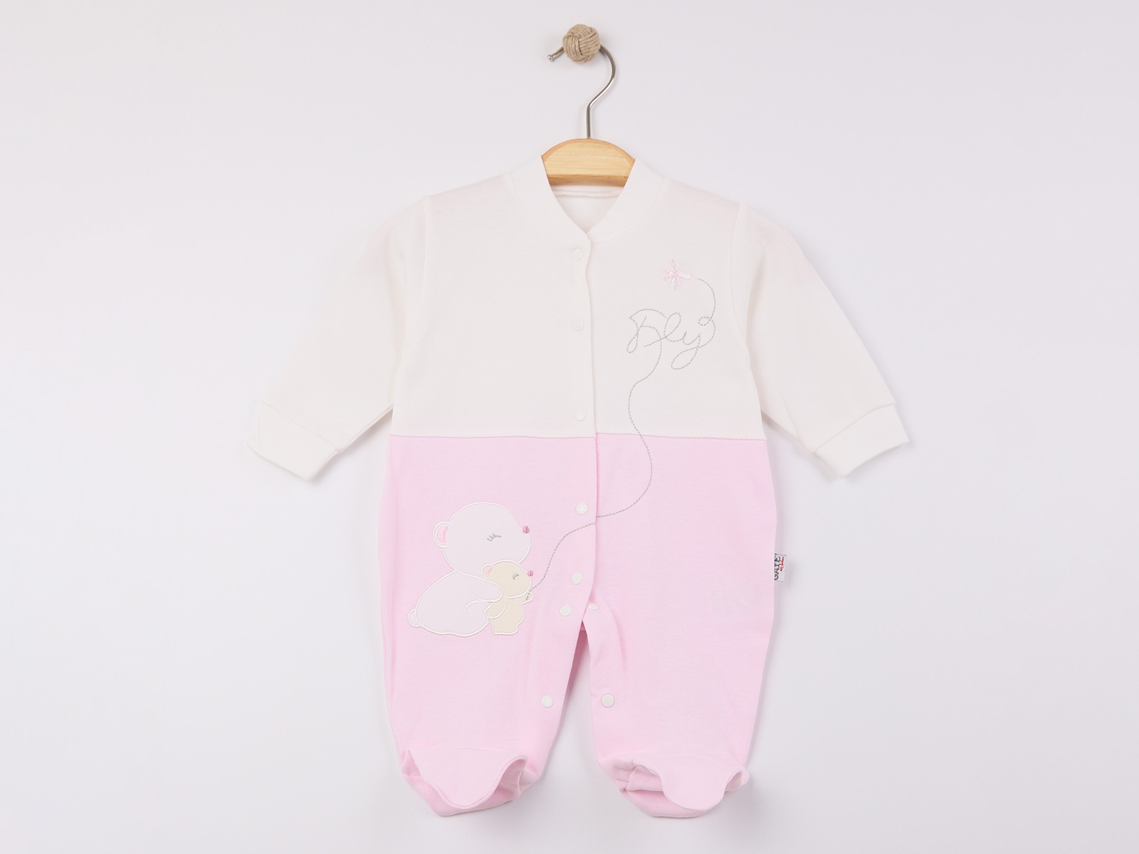 Ayıcık Baskılı Kız Bebe Tulum