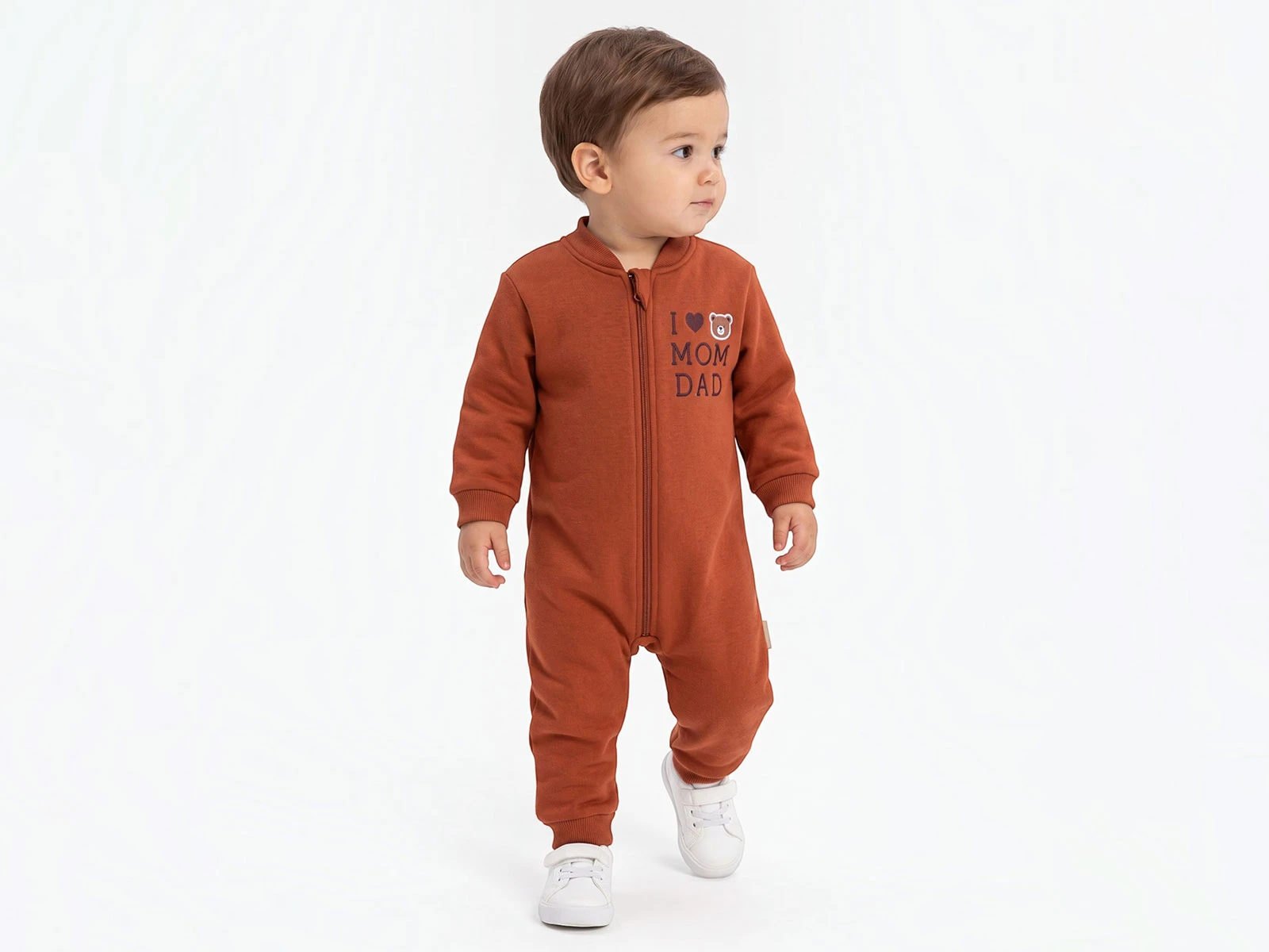 Toptan BAM-BİNO Ayıcık Baskılı Şardonlu 3 İp Bebek Tulum Toptan Bebek Çocuk Giyim - Beniz Kids
