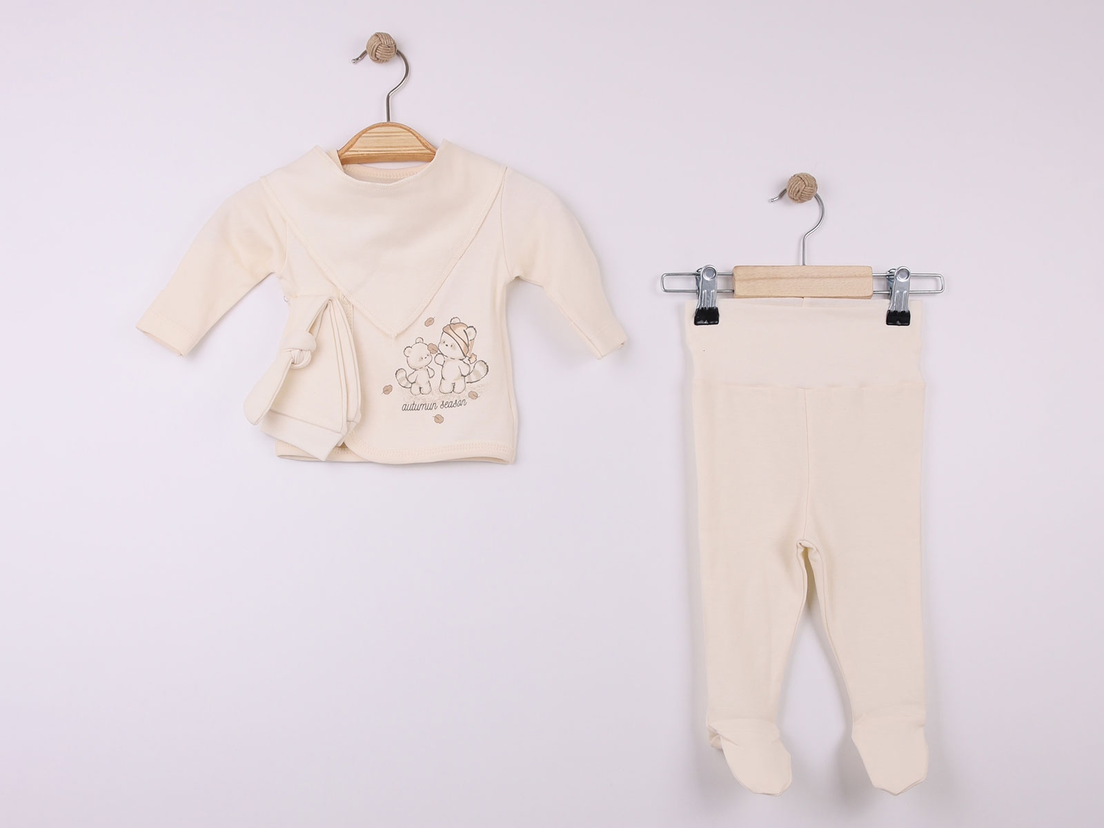 Ayıcık Baskılı Yeni Doğan Bebe 5li Set