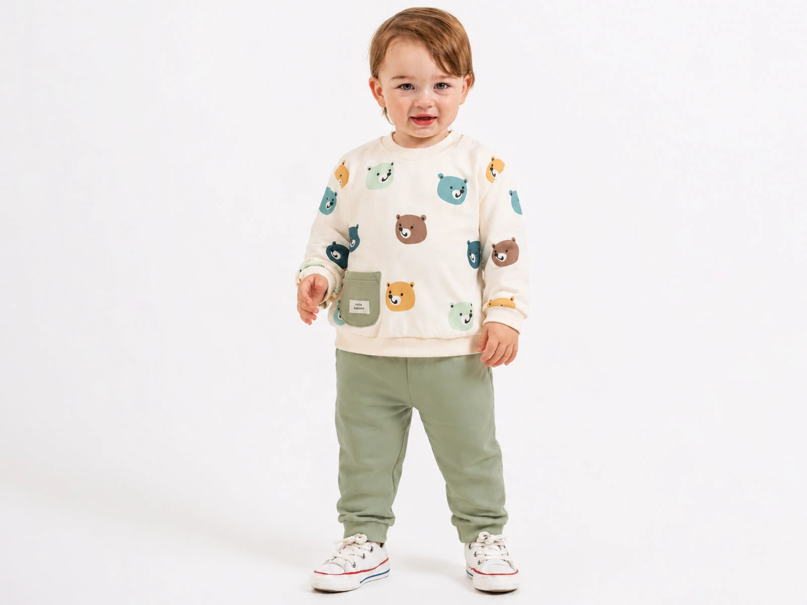 Toptan ÇITIR KİDS Ayıcık Desenli Cepli Erkek Bebe Takım  Toptan Bebek Çocuk Giyim - Beniz Kids