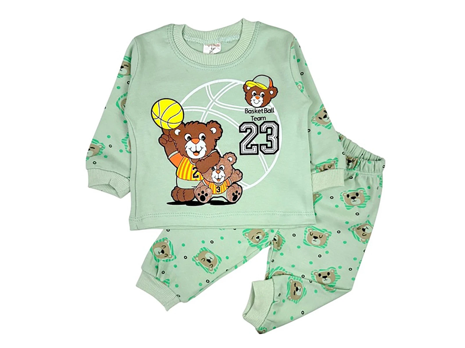 Ayıcık Baskılı Erkek Bebe Pijama Takım