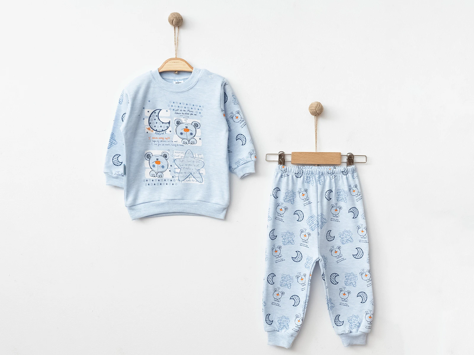 Ayıcık Desenli Erkek Bebe Pijama Takım