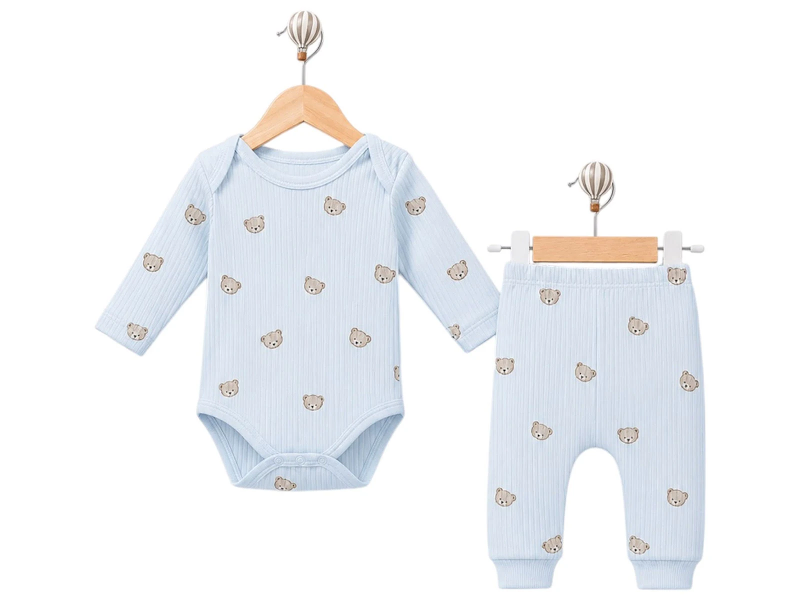 Toptan SÜPERMİNİ  Ayıcık Desenli Erkek Bebe Takım Toptan Bebek Çocuk Giyim - Beniz Kids