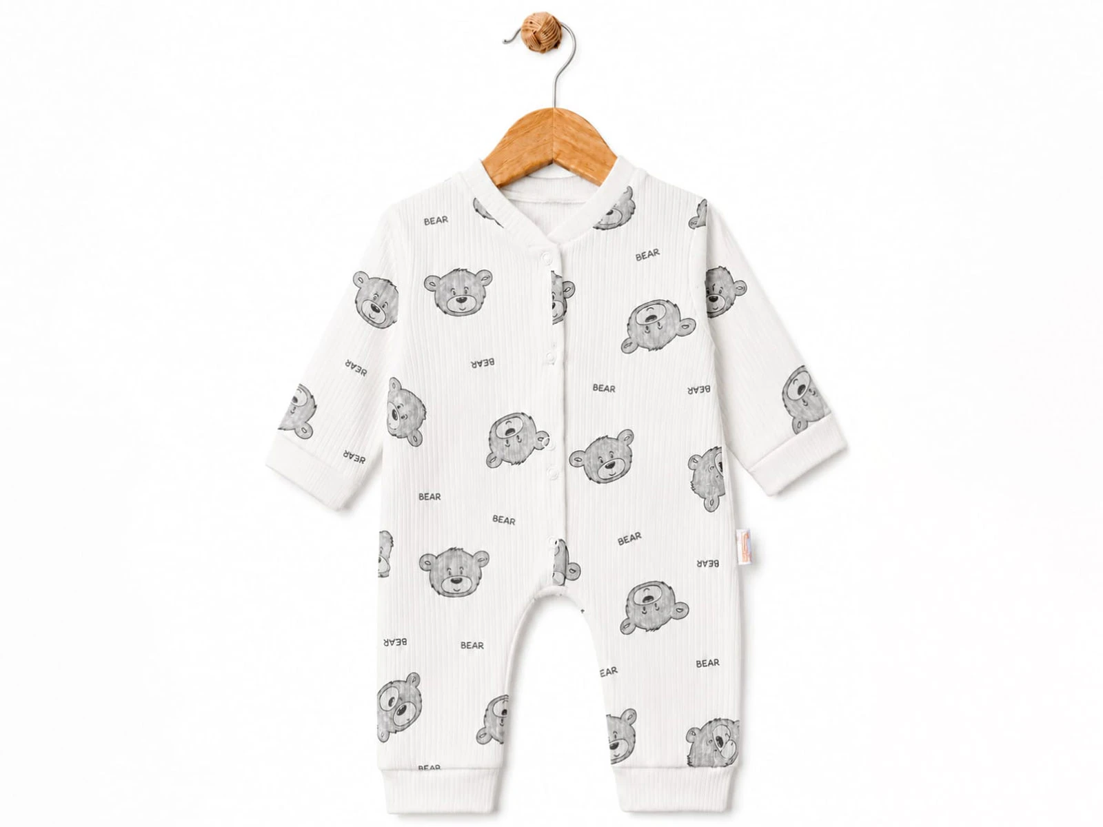 Toptan SÜPERMİNİ  Ayıcık Desenli Erkek Bebe Tulum Toptan Bebek Çocuk Giyim - Beniz Kids