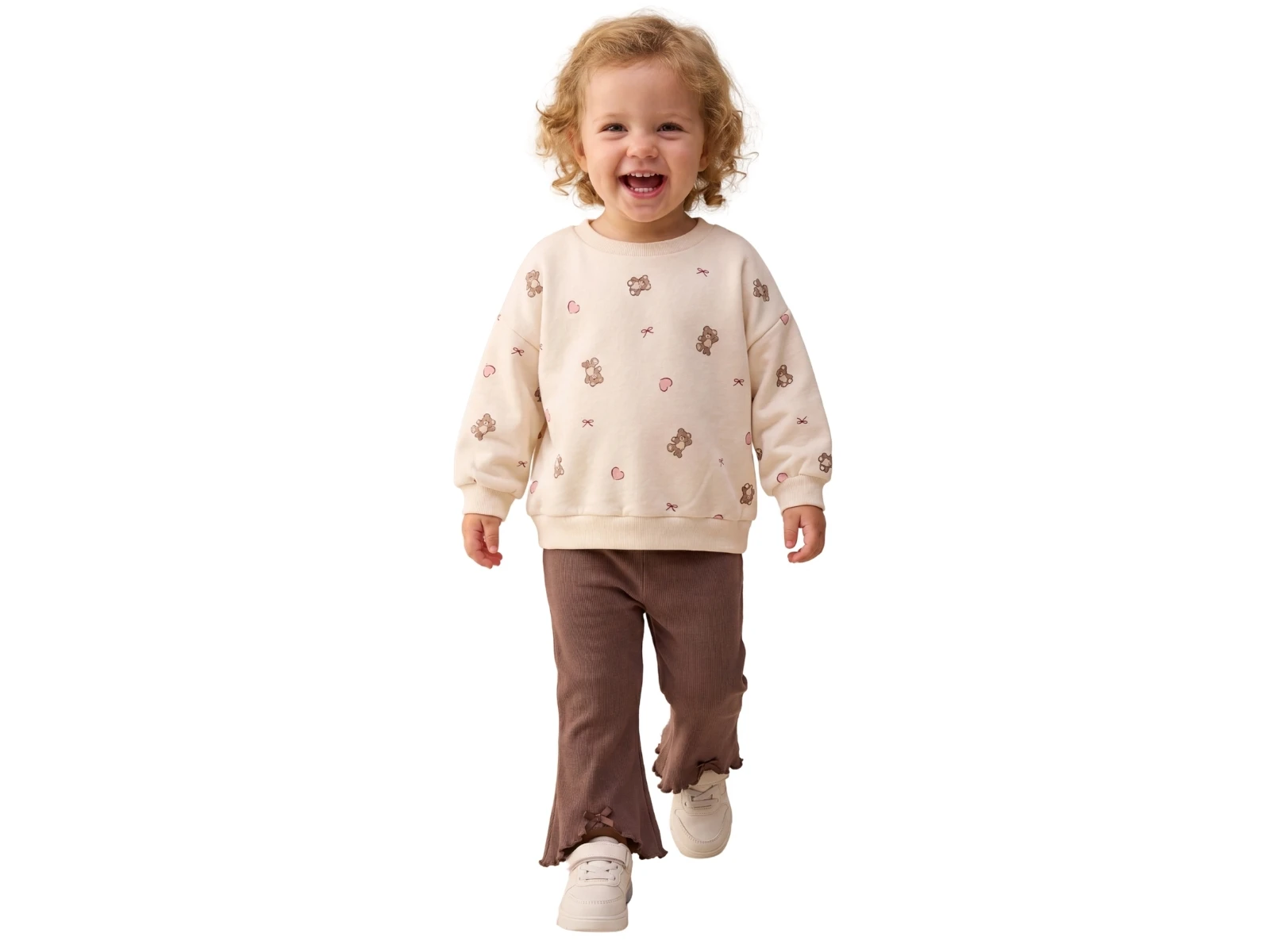 Ayıcık & Kalp Baskılı Kız Bebe Takım 3 İp
