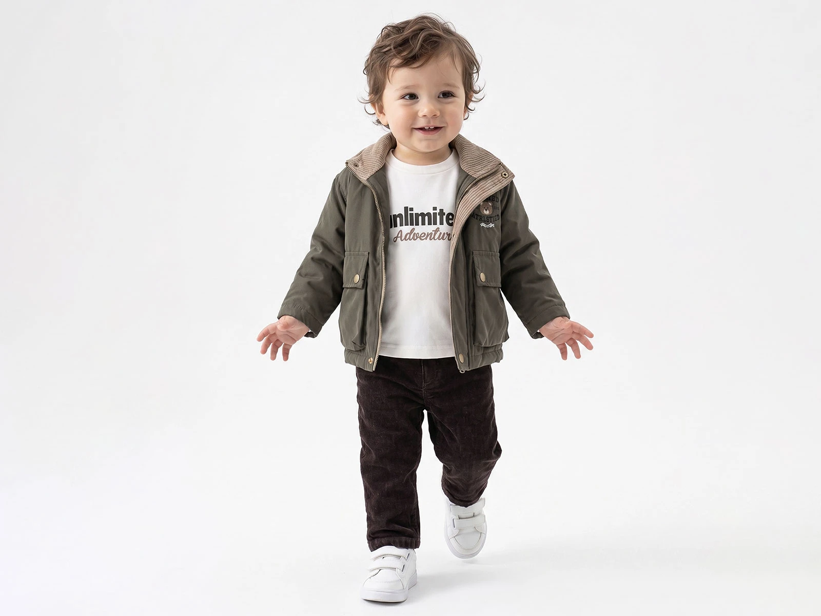 Toptan CANÖZ Ayıcık Nakışlı Ceketli Üçlü Erkek Takım Toptan Bebek Çocuk Giyim - Beniz Kids