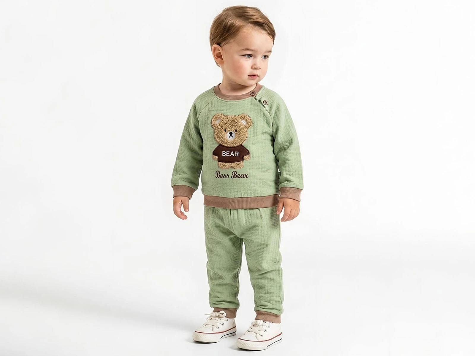 Toptan ÇITIR KİDS Ayıcık Nakışlı Erkek Bebe Takım   Toptan Bebek Çocuk Giyim - Beniz Kids