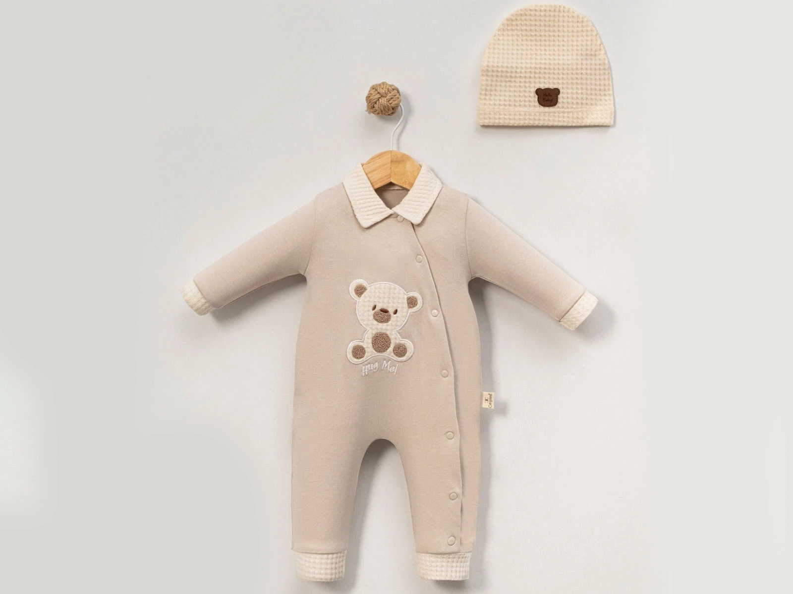 Toptan CAYZEN Ayıcık Nakışlı Erkek Bebek Tulum Toptan Bebek Çocuk Giyim - Beniz Kids