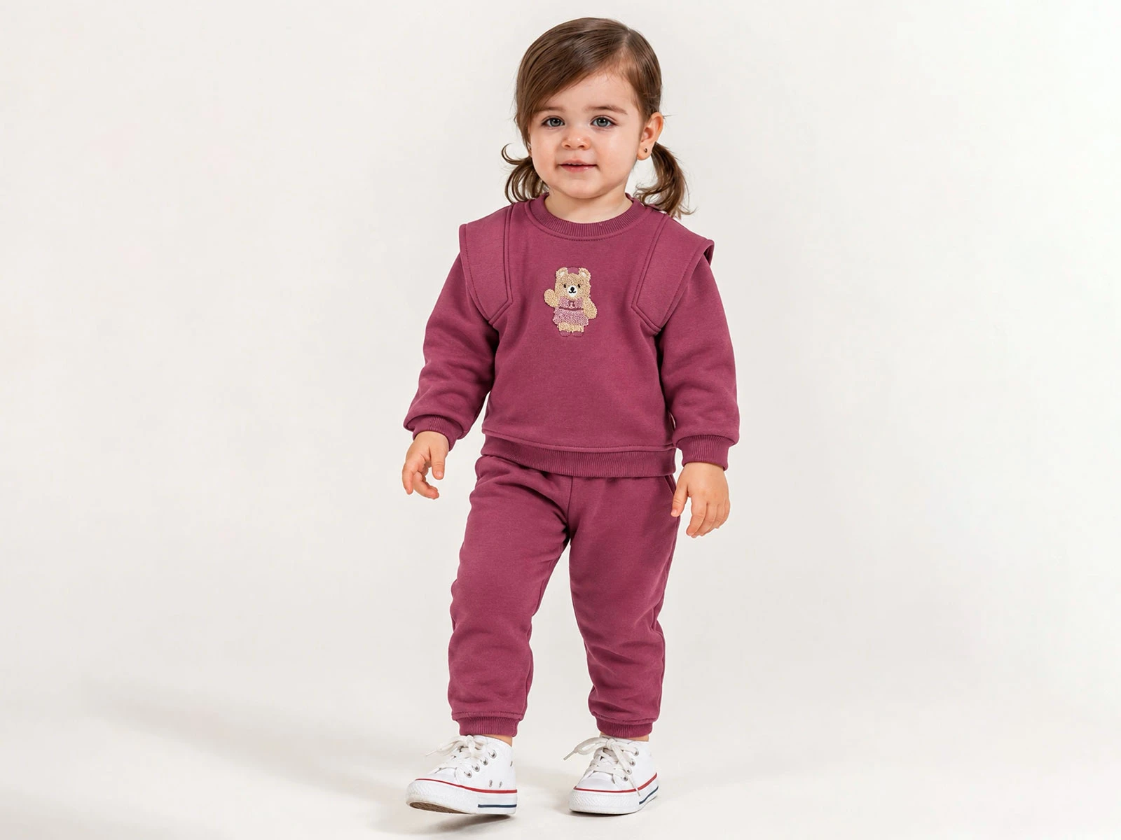 Toptan ÇITIR KİDS Ayıcık Nakışlı Şardonlu 3 İp Kız Bebek Takım Toptan Bebek Çocuk Giyim - Beniz Kids