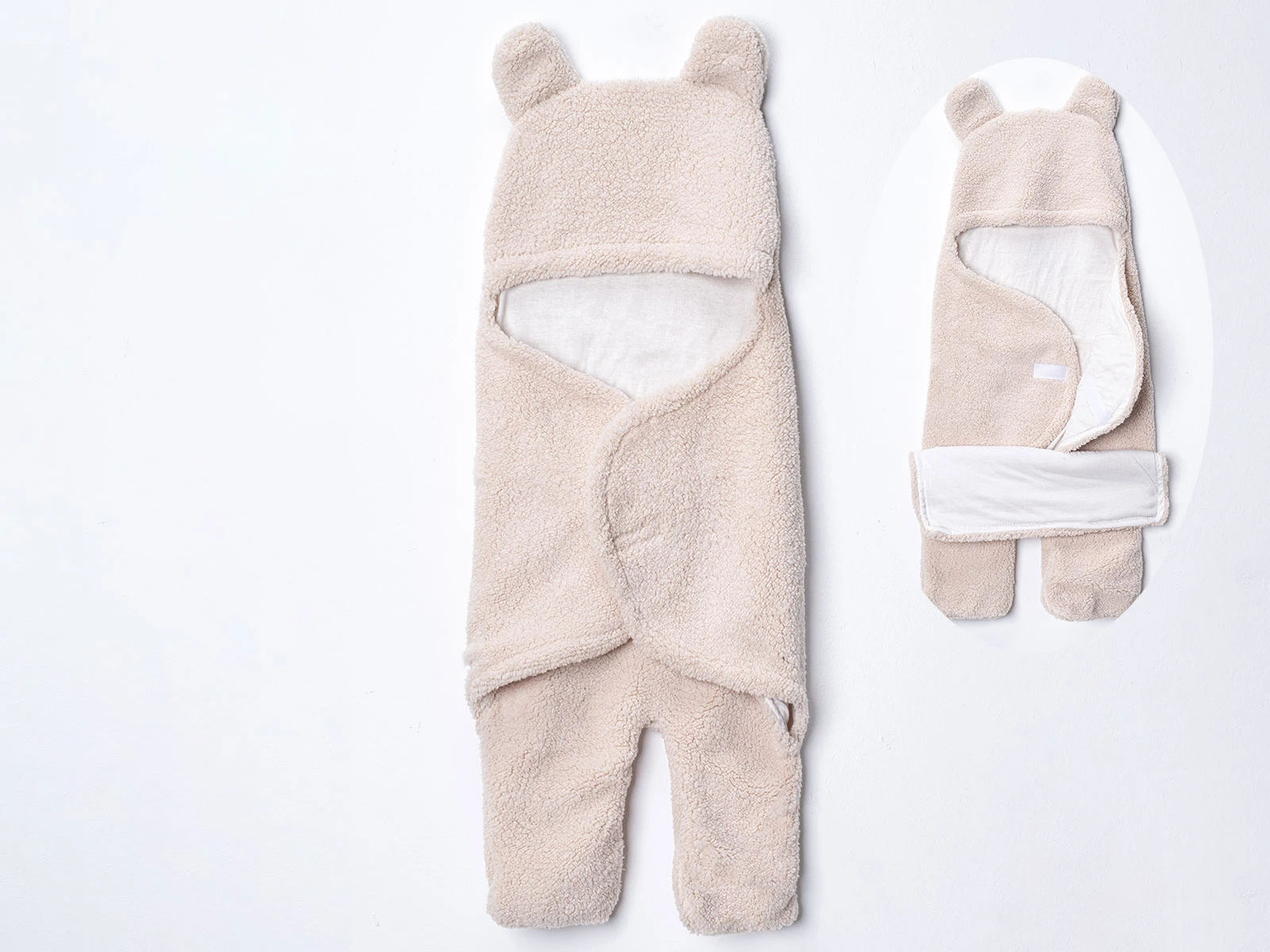 Toptan DENİTO Ayıcık Şapkalı Kuzu Unisex Bebe Kundak  Toptan Bebek Çocuk Giyim - Beniz Kids