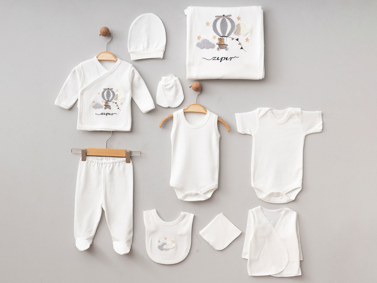 Balon Desenli Erkek Bebe 10lü Hastane Çıkışı Set