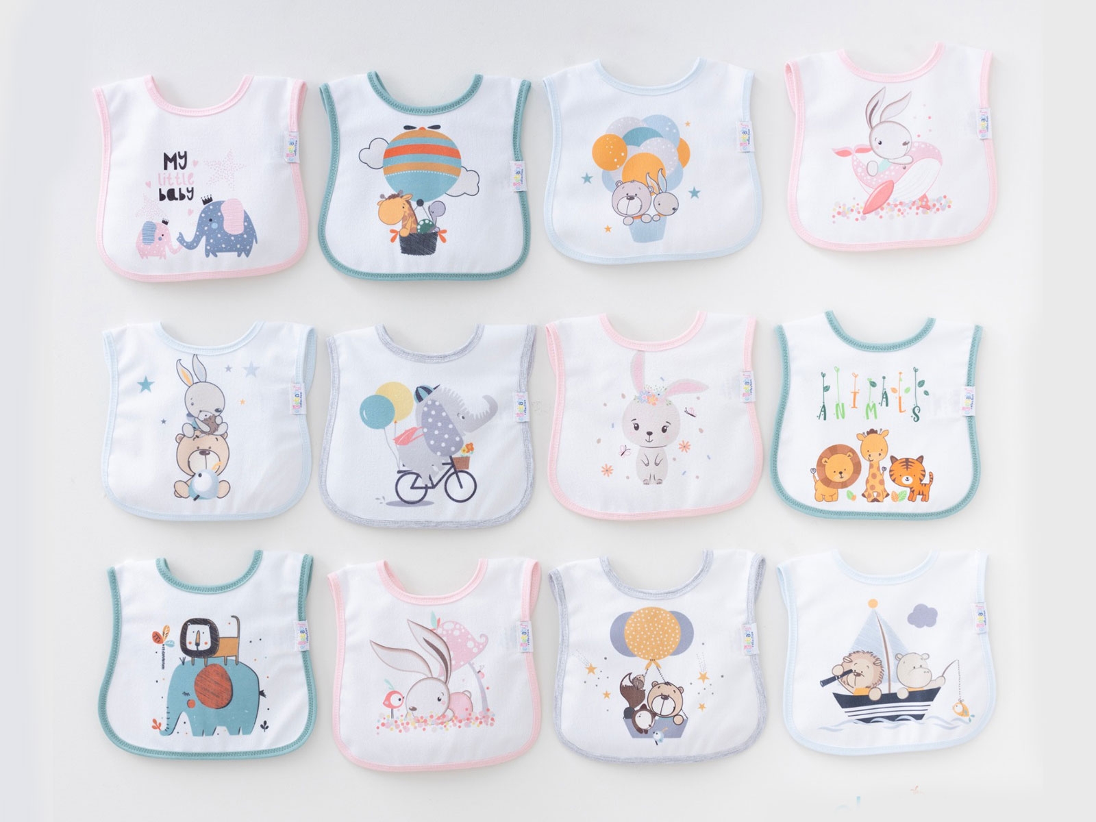 Toptan EKE BABY Baskılı Unisex 12li Bebe Önlük Toptan Bebek Çocuk Giyim - Beniz Kids