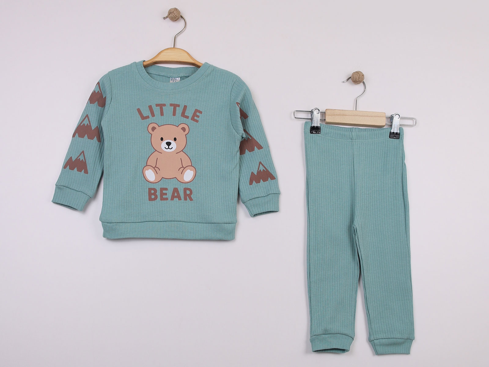 Bear Baskılı Erkek Bebe Takım