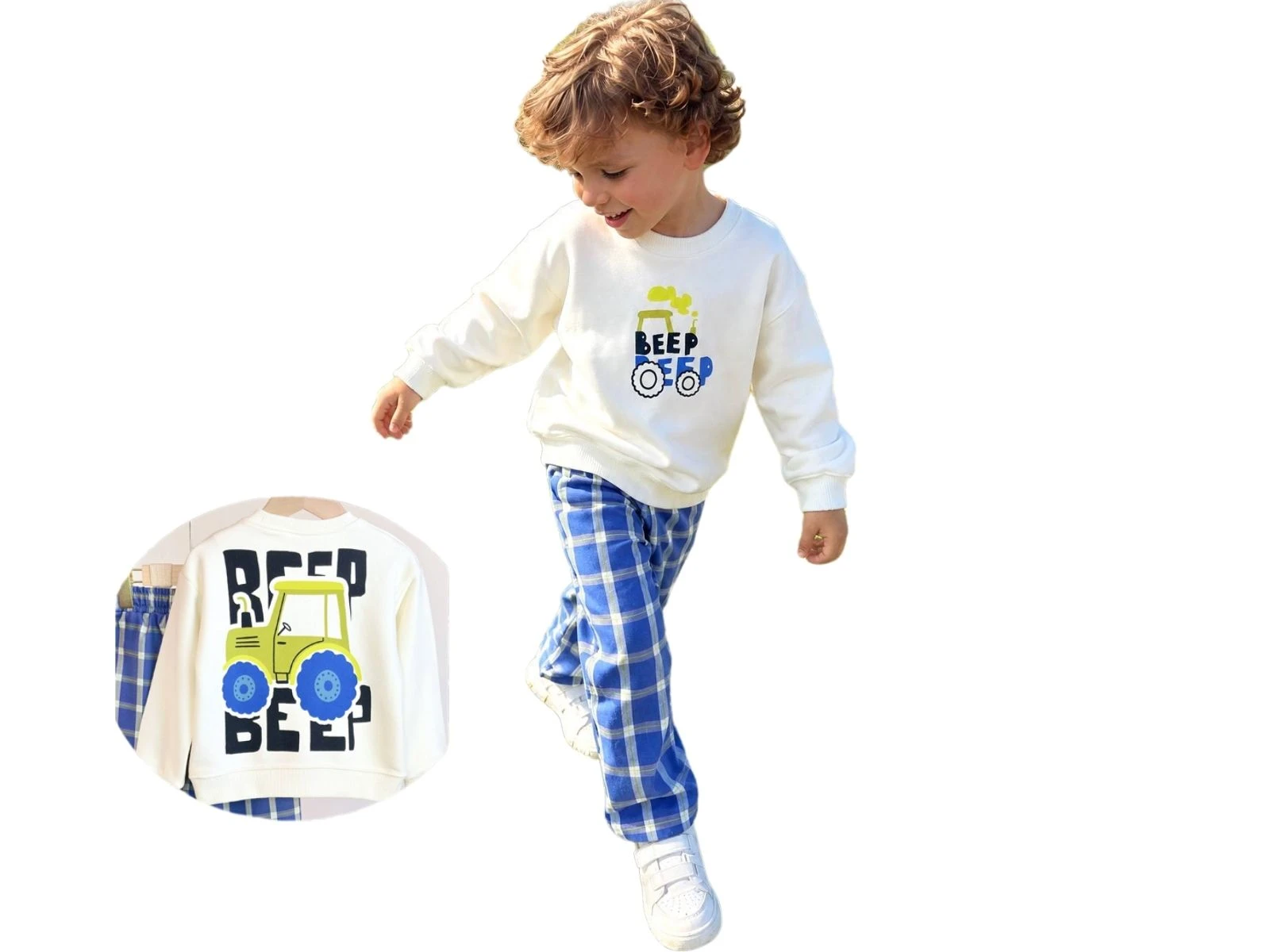 Toptan UNİCORN Beep Baskılı 3 İp Şardonsuz Erkek Takım Toptan Bebek Çocuk Giyim - Beniz Kids