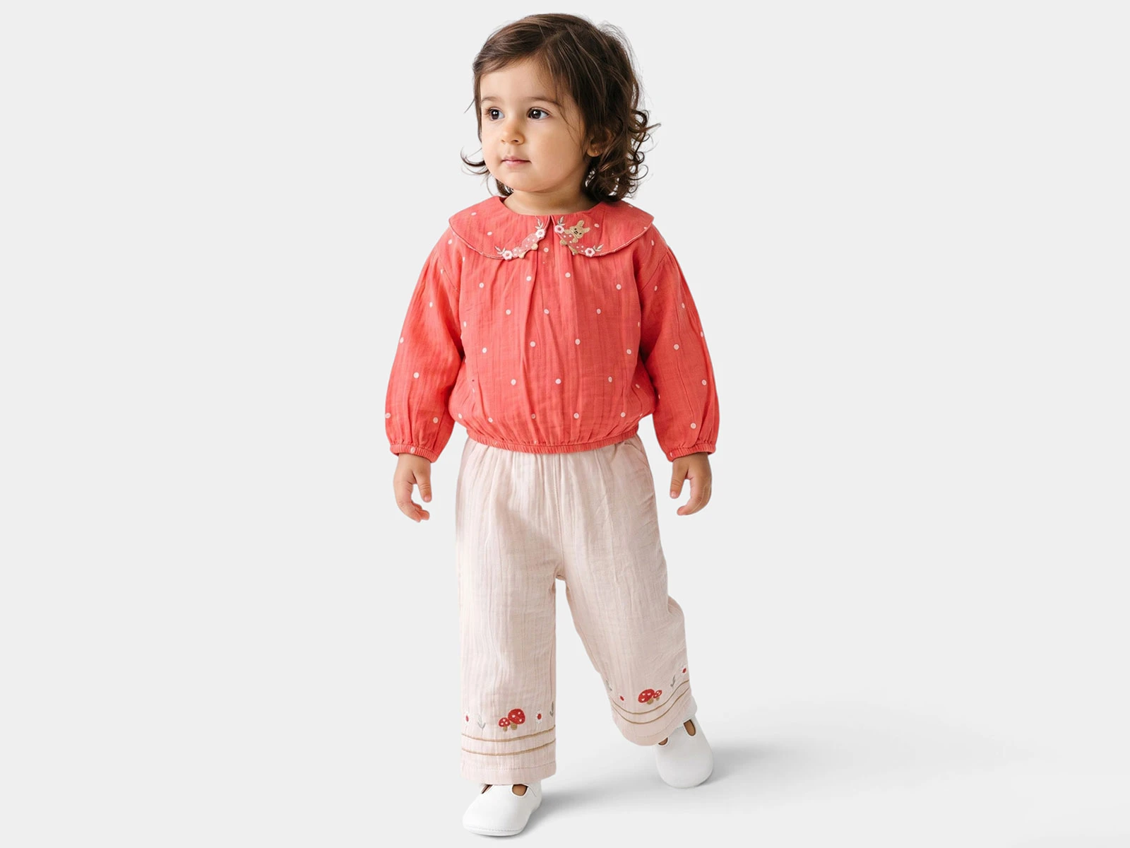 Toptan BAM-BİNO Benek Desenli Tavşan Nakışlı Kız Bebe Takım  Toptan Bebek Çocuk Giyim - Beniz Kids